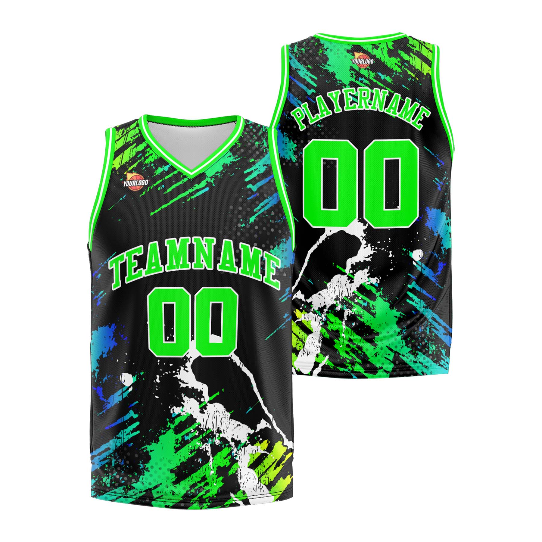 Custom Black Lime Green Sports Uniform Basketball Jersey