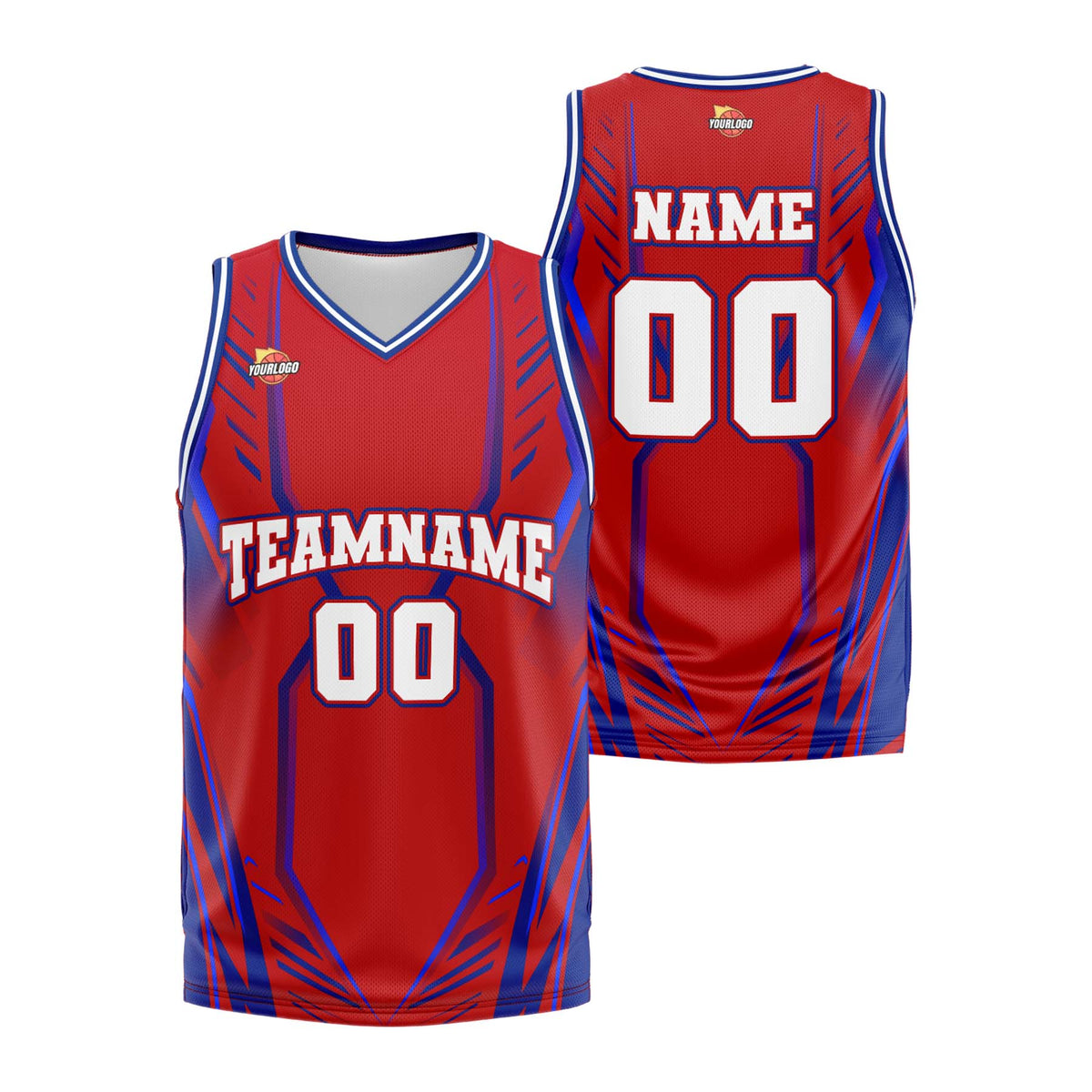 Custom Red Blue Fashion Sports Uniform Basketball Jersey