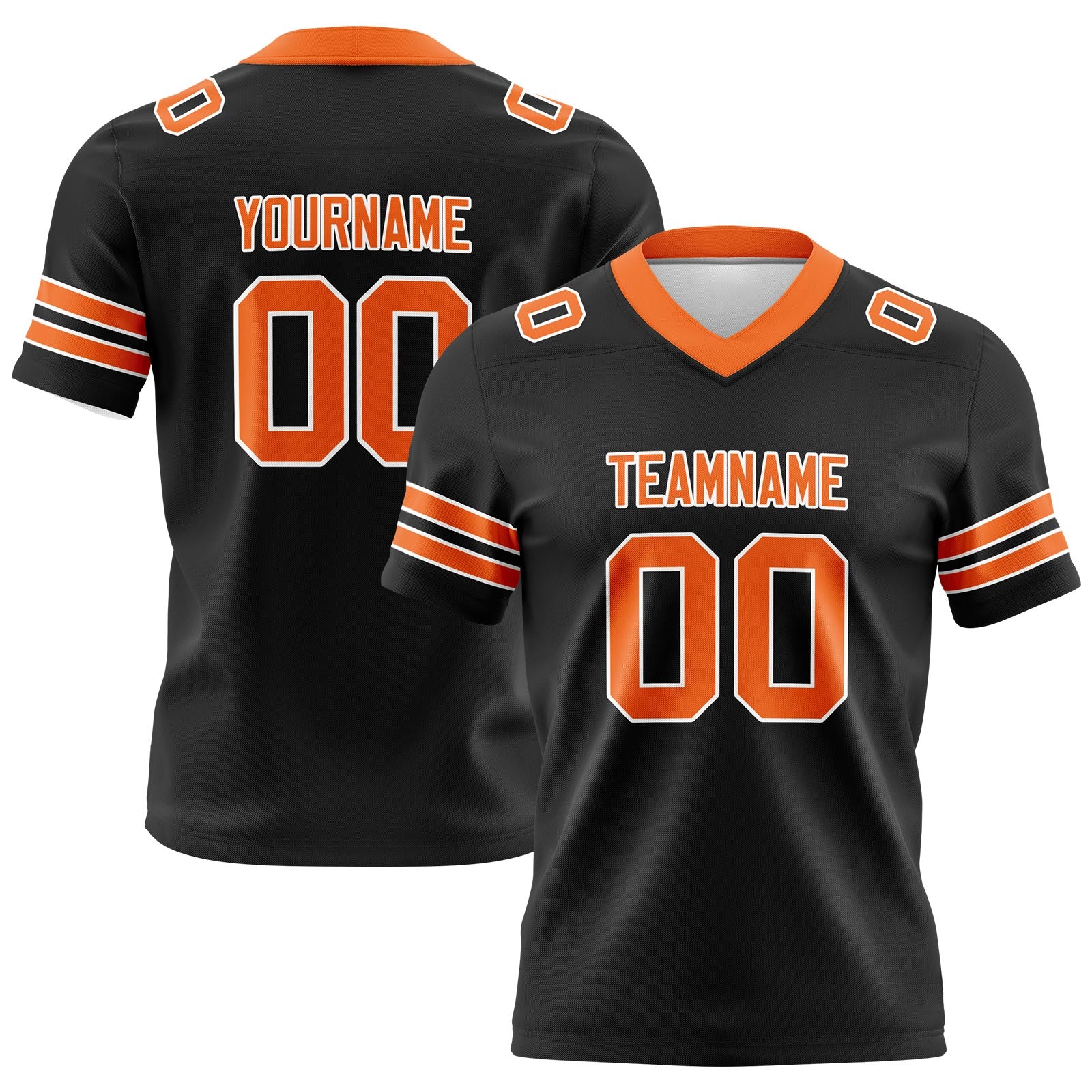Custom Black Orange Football Jerseys Personalized with Your Name Number Logo