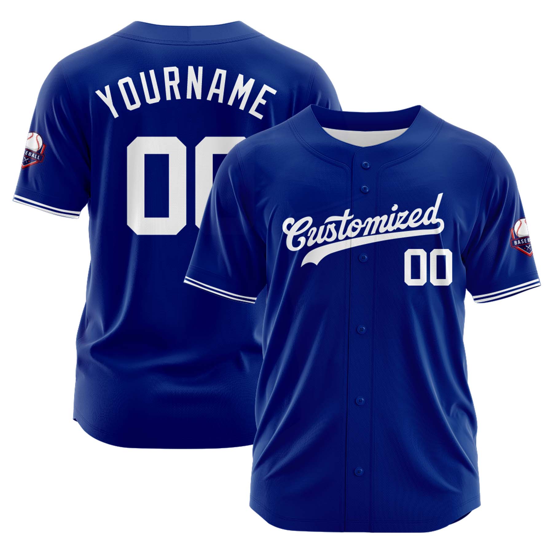 Custom Personalized Blue White Fashion Design Full Button Authentic Baseball Jersey