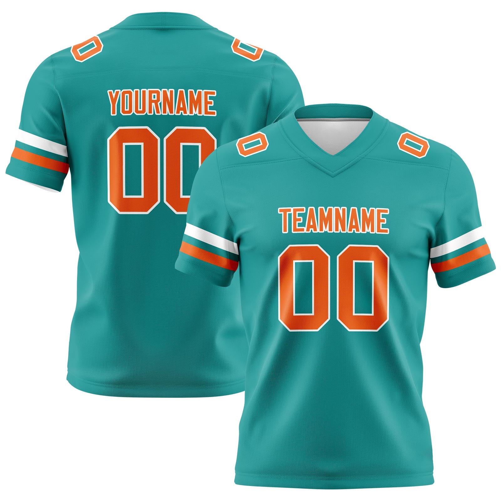 Custom Aqua Orange Football Jerseys Personalized with Your Name, Number, Logo