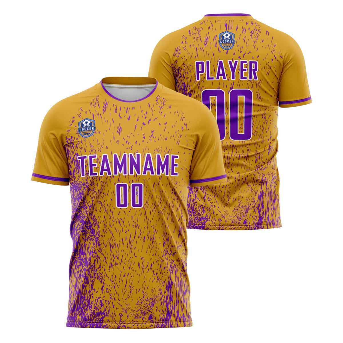 Custom Gold Purple Classic Soccer Training Sets Jersey For Adults/Kids