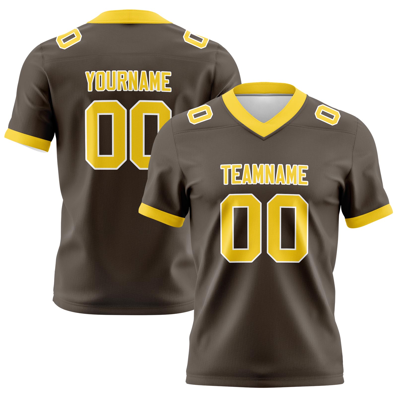 Custom Brown Yellow Football Jerseys Personalized with Your Name Number Logo