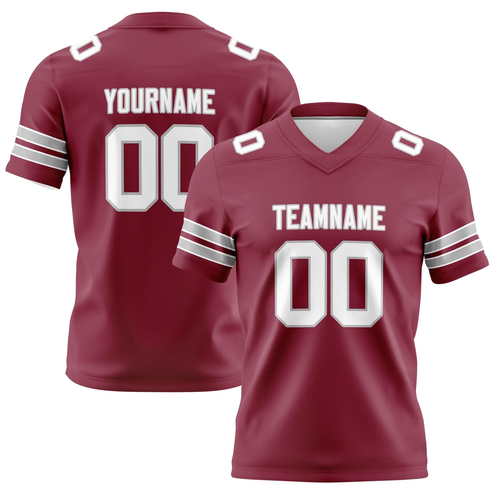 Custom Burgundy Gray Football Jerseys Personalized with Your Name Number Logo