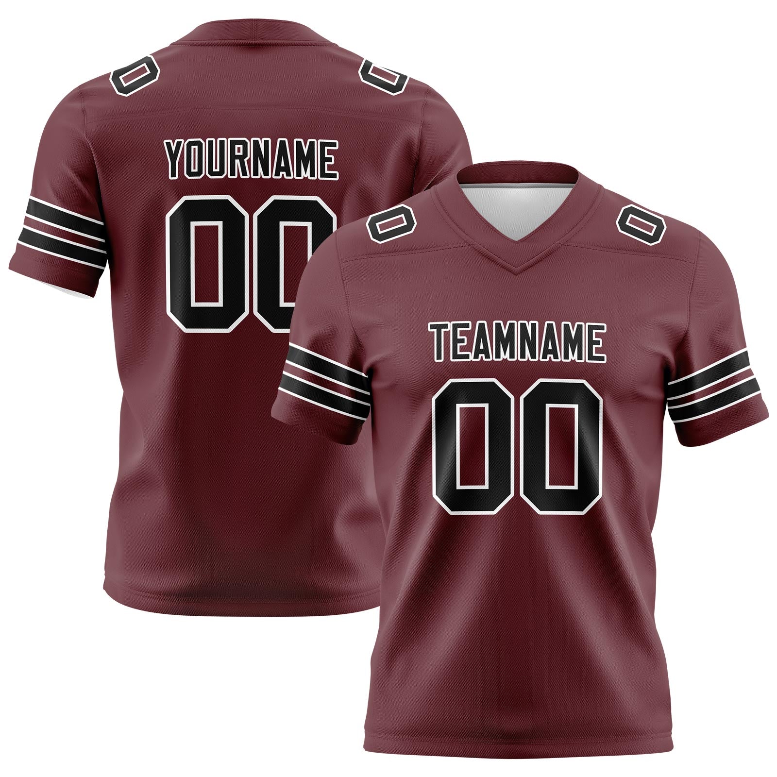 Custom Burgundy Black Football Jerseys Personalized with Your Name Number Logo