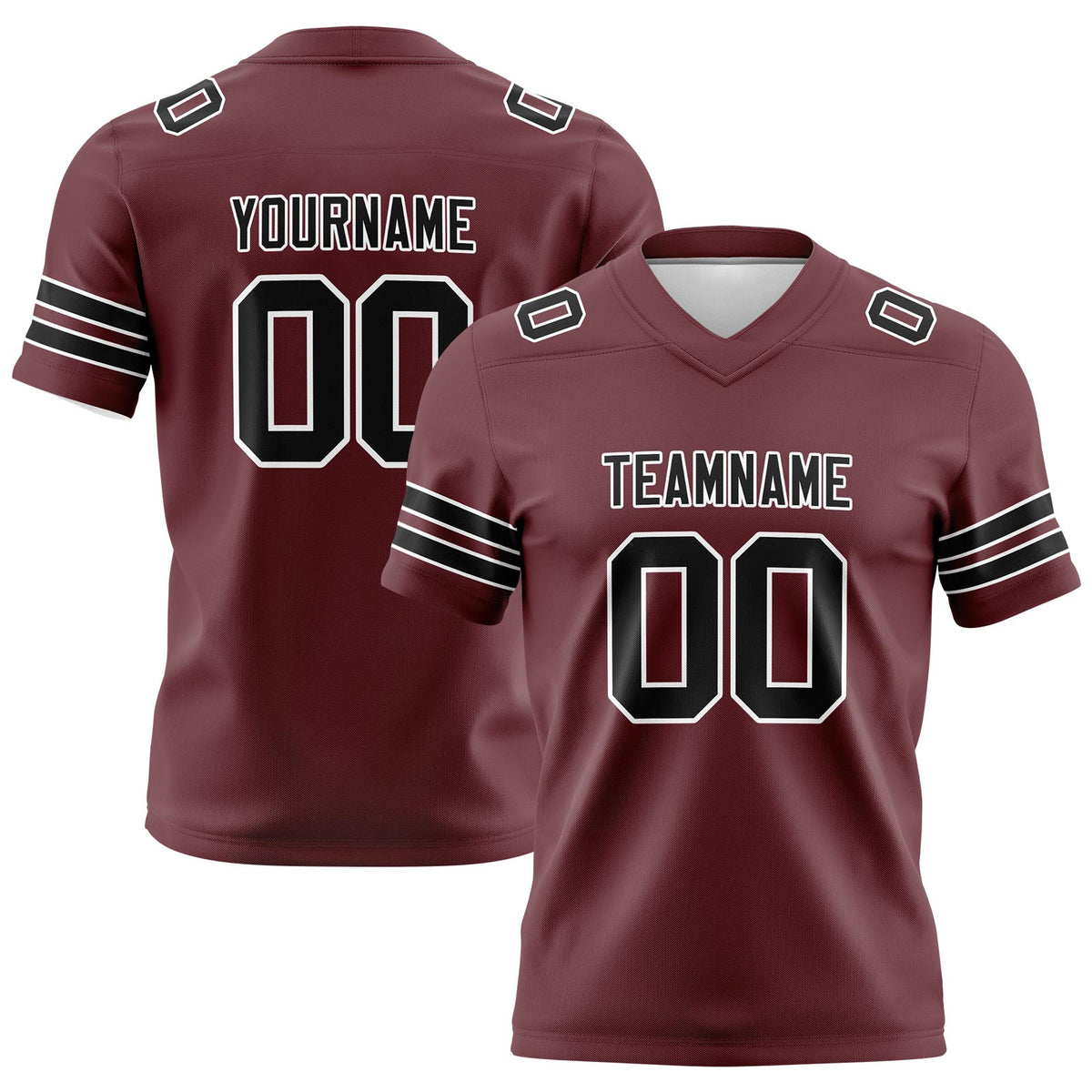 Custom Burgundy Black Football Jerseys Personalized with Your Name Number Logo