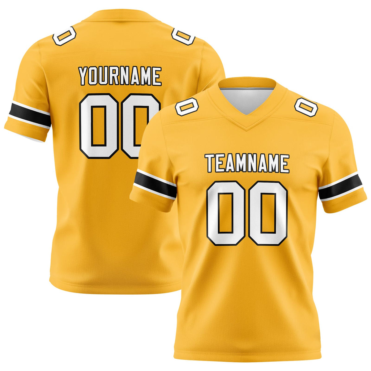 Custom Gold White Football Jerseys Personalized with Your Name Number Logo