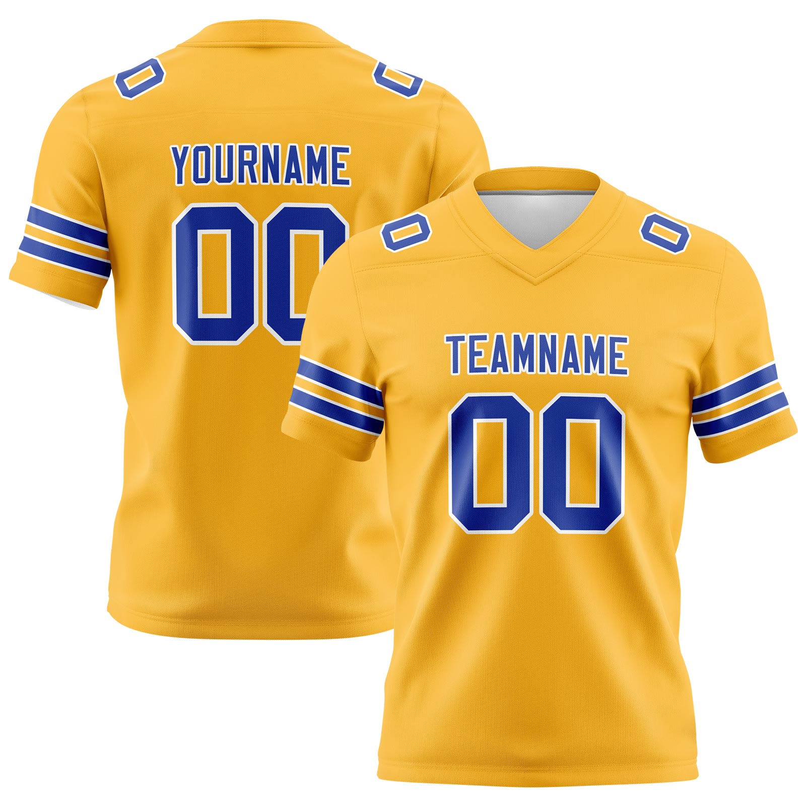 Custom Gold Royal Football Jerseys Personalized with Your Name Number Logo