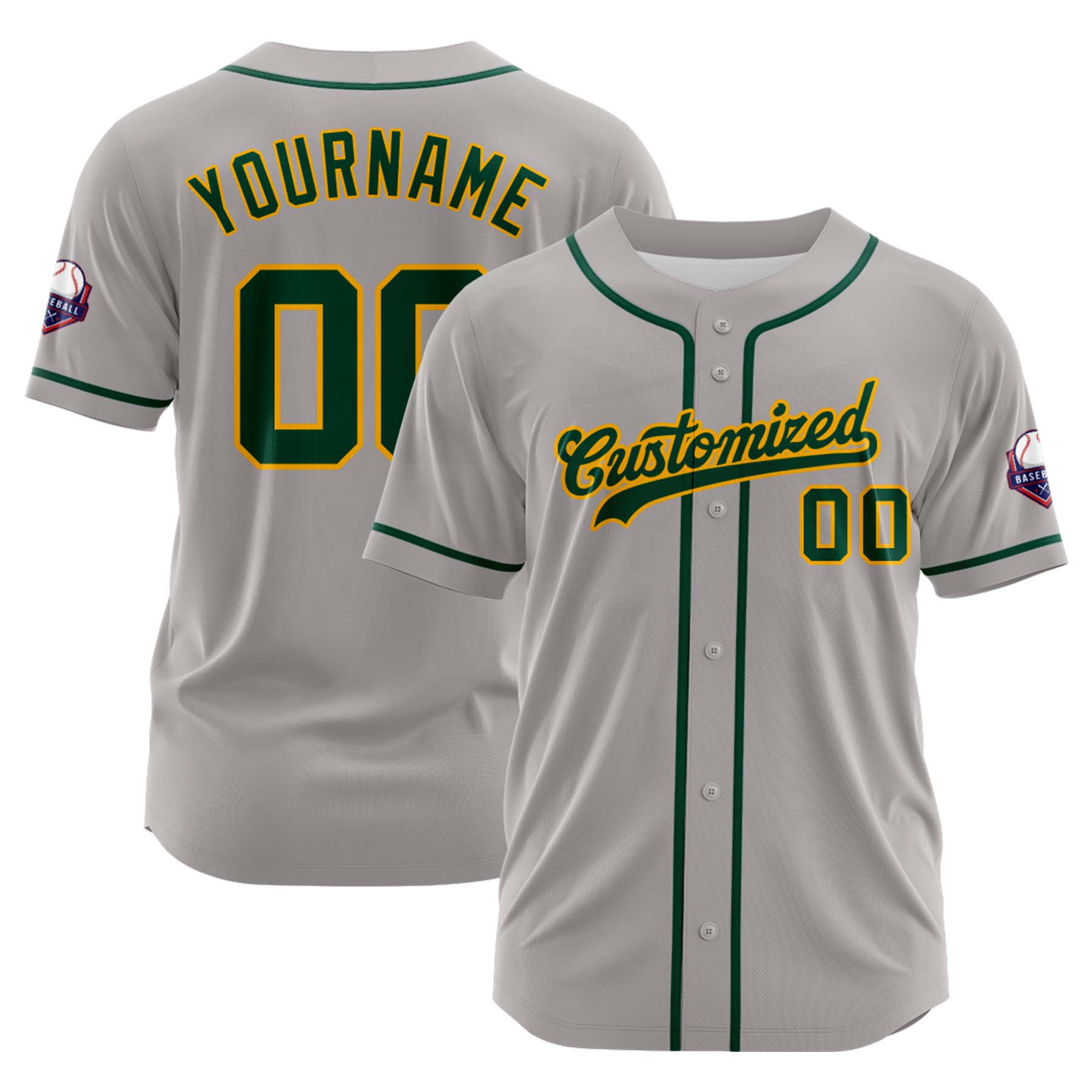 Custom Personalized Gray Teal Gold Fashion Design Full Button Authentic Baseball Jersey