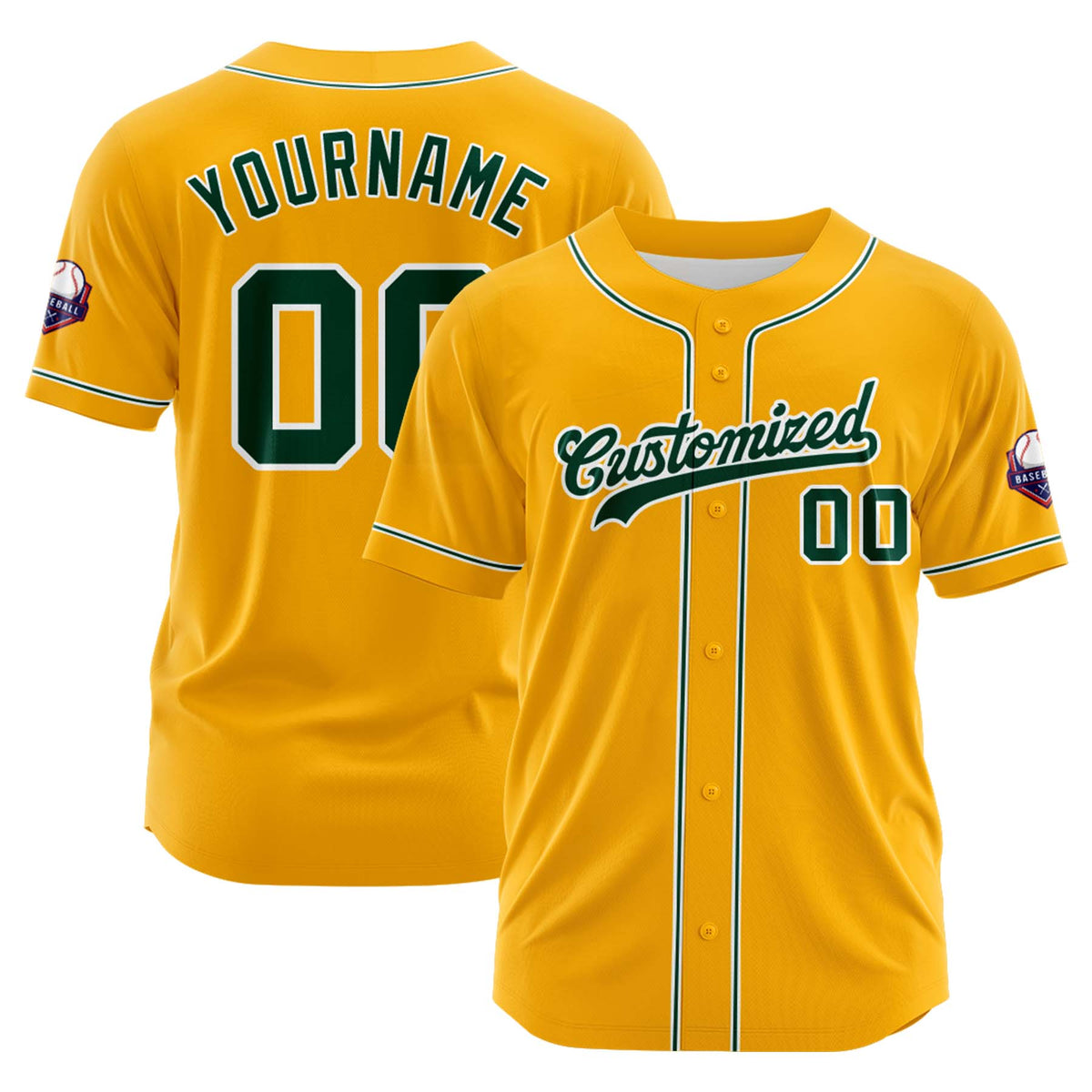 Custom Personalized Yellow Teal White Fashion Design Full Button Authentic Baseball Jersey
