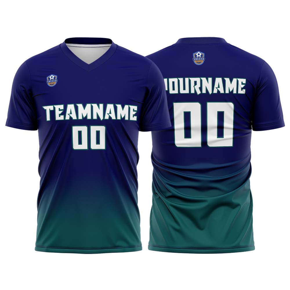 Custom Blue Deep Teal Gradient Soccer Uniform Set – Personalized Jerseys for Adults & Kids