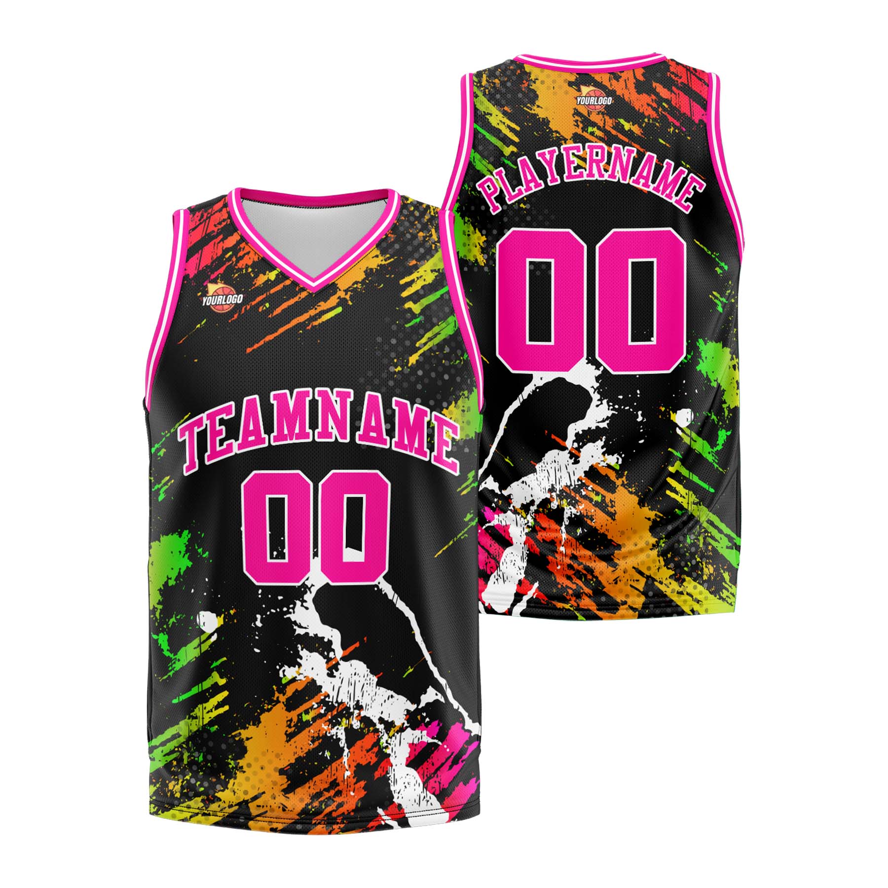 Custom Black Pink Sports Uniform Basketball Jersey