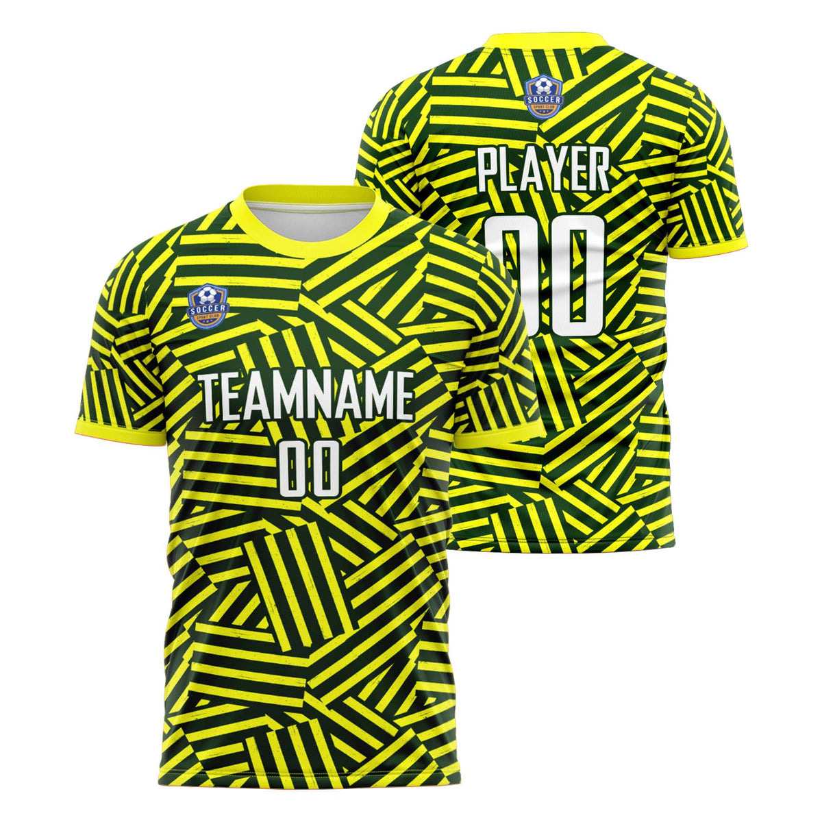 Custom Yellow Dark Green Classic Soccer Training Sets Jersey For Adults/Kids