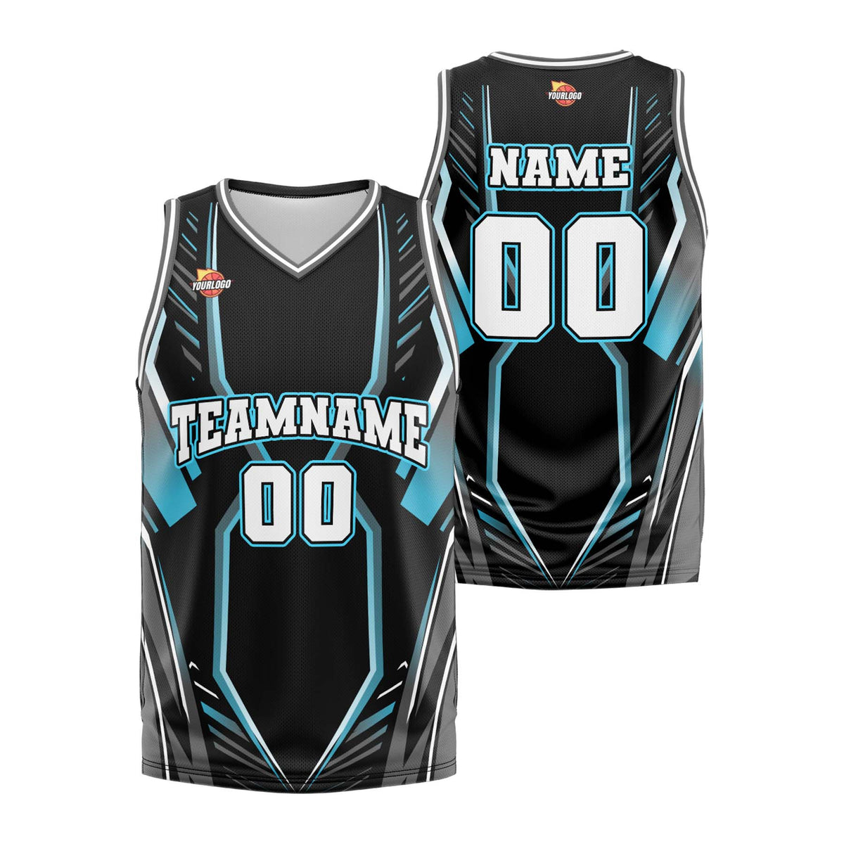 Custom Black White Fashion Sports Uniform Basketball Jersey