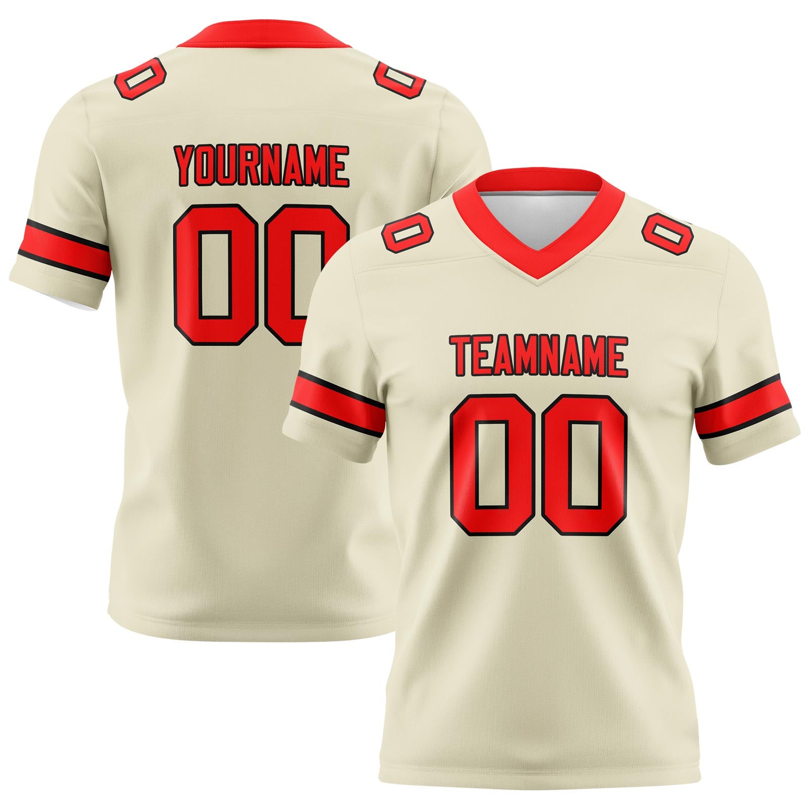 Custom Cream Red Football Jerseys Personalized with Your Name Number Logo