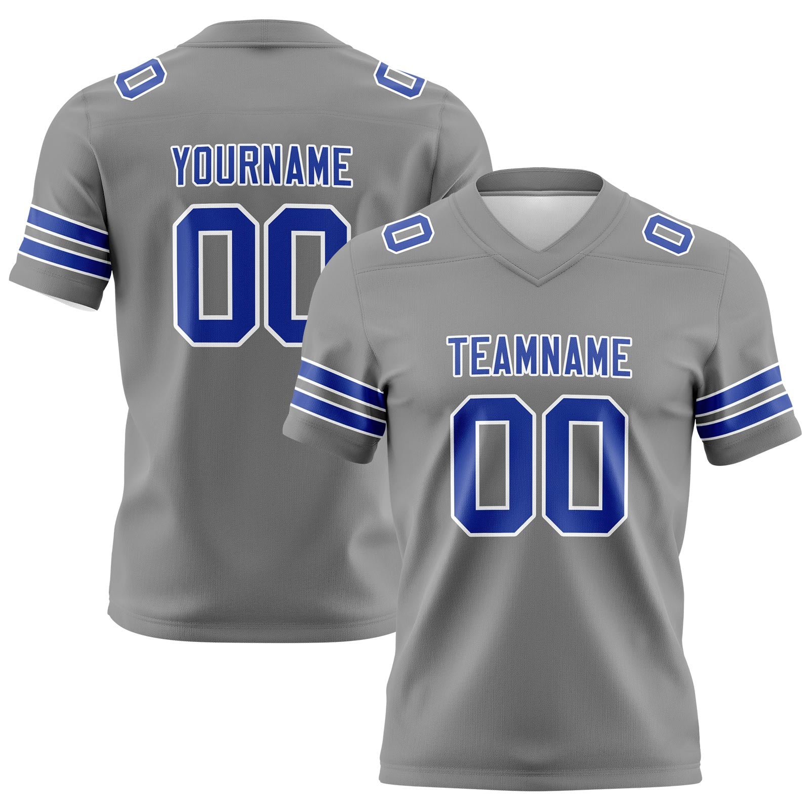 Custom Gray Royal Football Jerseys Personalized with Your Name Number Logo