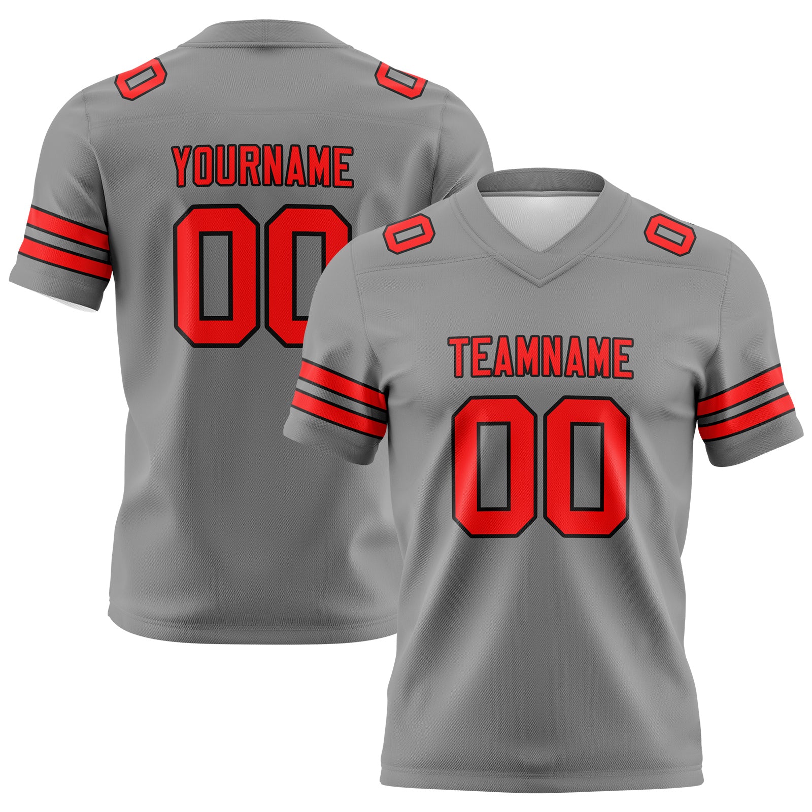 Custom Gray Red Football Jerseys Personalized with Your Name Number Logo