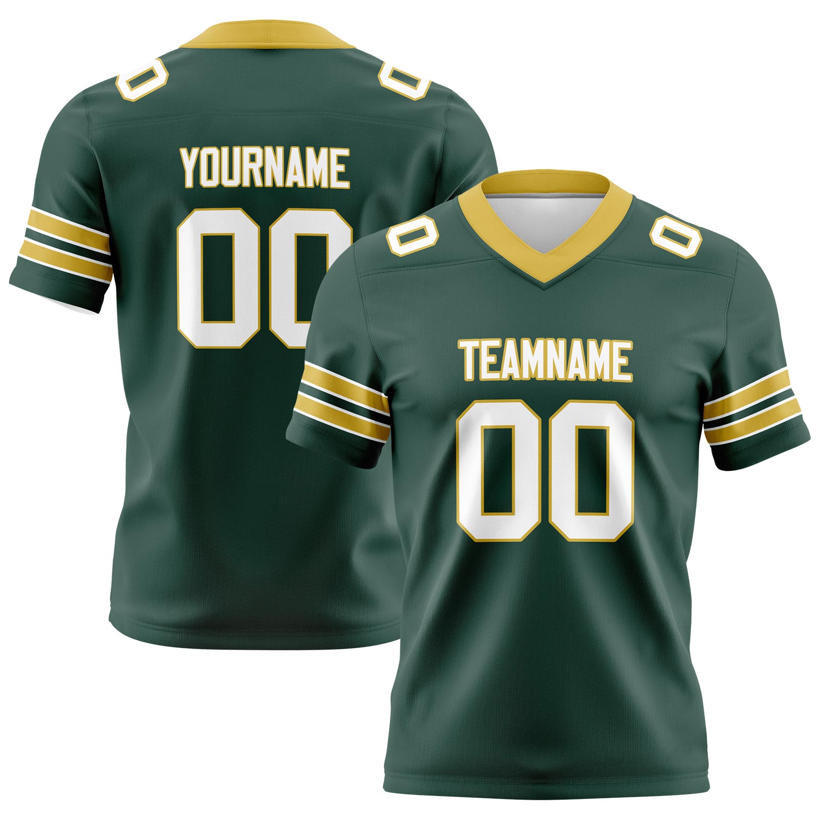 Custom Dark Teal Green Yellow Football Jerseys Personalized with Your Name Number Logo