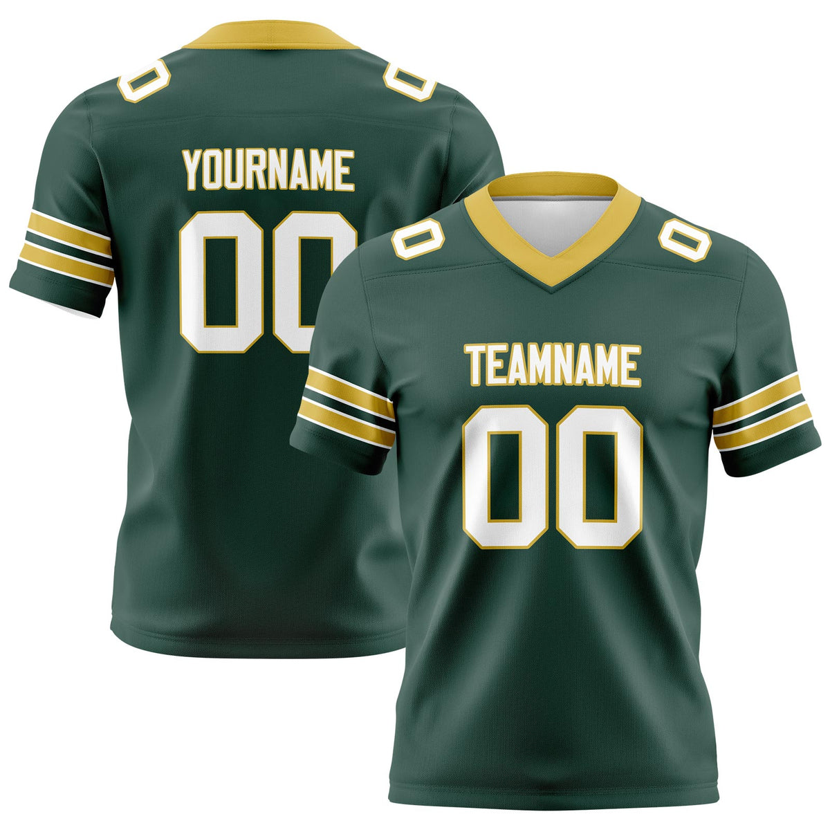 Custom Dark Teal Green Yellow Football Jerseys Personalized with Your Name Number Logo