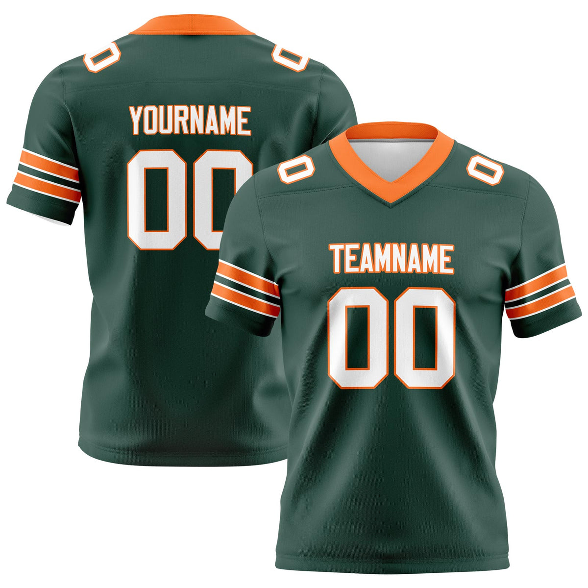 Custom Dark Teal Green Orange Football Jerseys Personalized with Your Name Number Logo