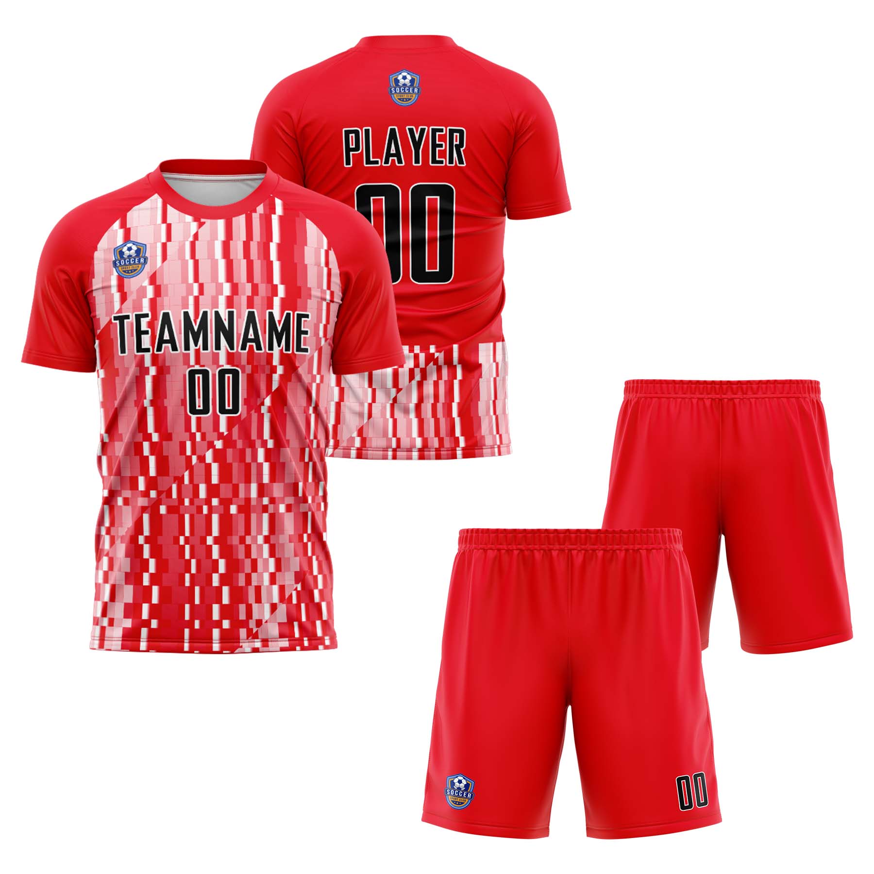 Custom Red Black Classic Soccer Training Sets Jersey For Adults/Kids