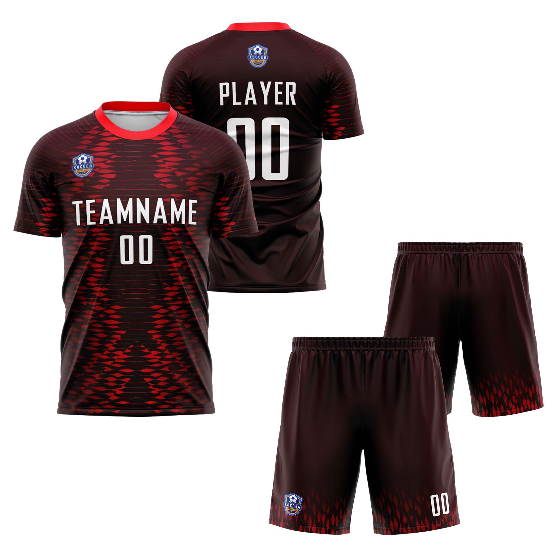 Custom Burgundy White Classic Soccer Training Sets Jersey For Adults/Kids
