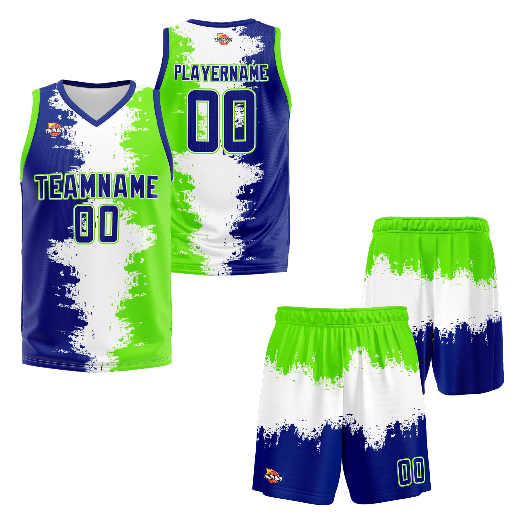 Custom Navy Lime Green Sports Uniform Basketball Jersey