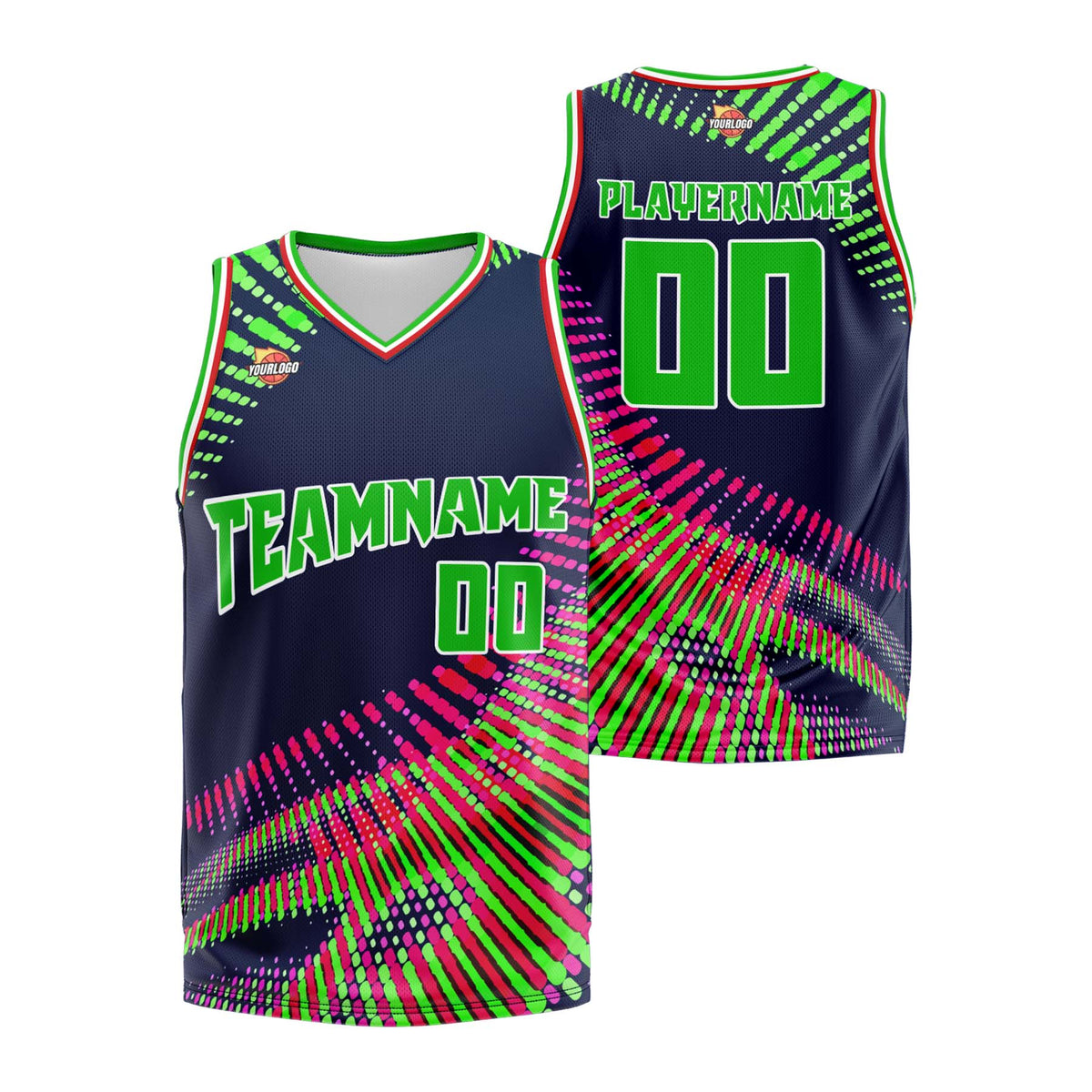 Custom Navy Lime Green Sports Uniform Basketball Jersey
