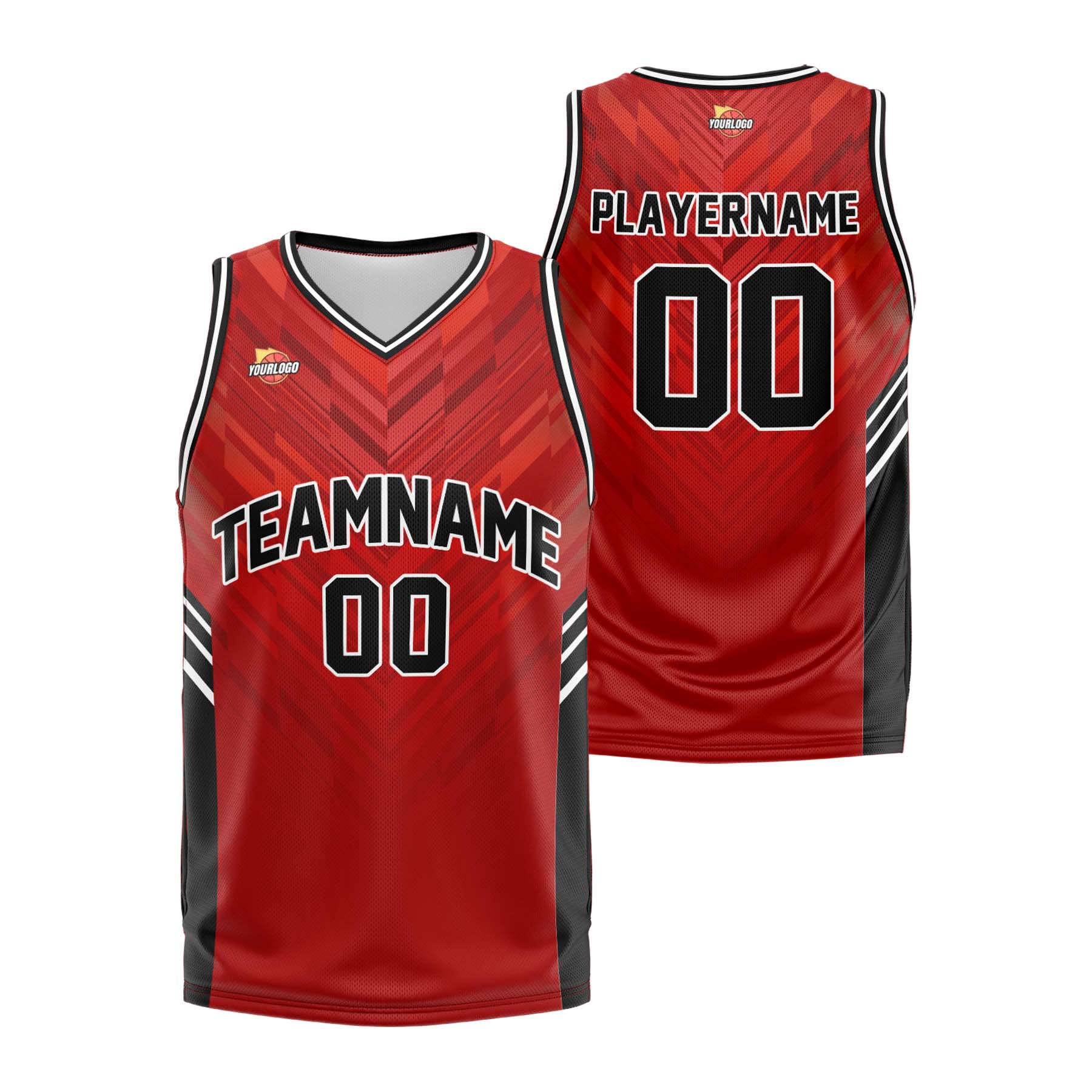 Custom Red Black Fashion Sports Uniform Basketball Jersey