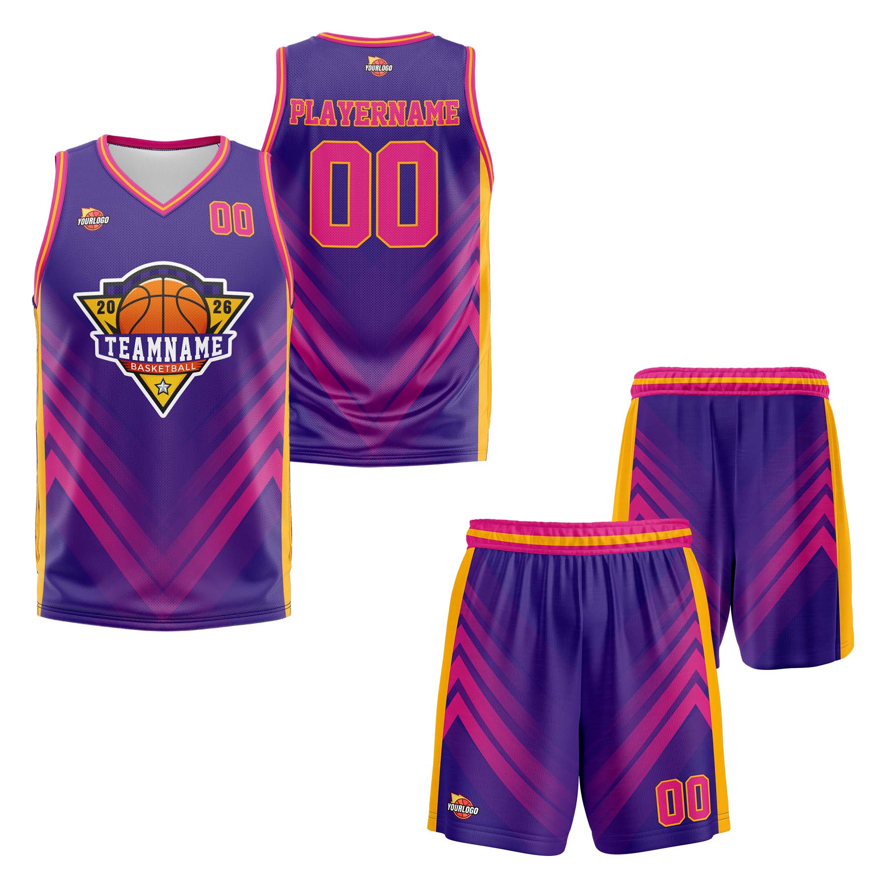 Custom Purple Pink Sports Uniform Basketball Jersey