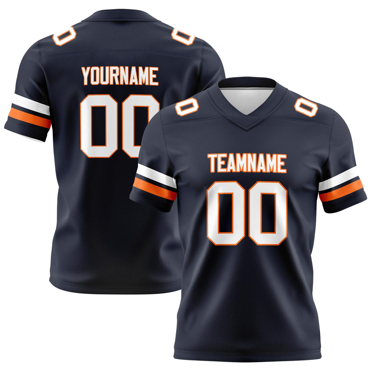 Custom Navy Orange Football Jerseys Personalized with Your Name Number Logo