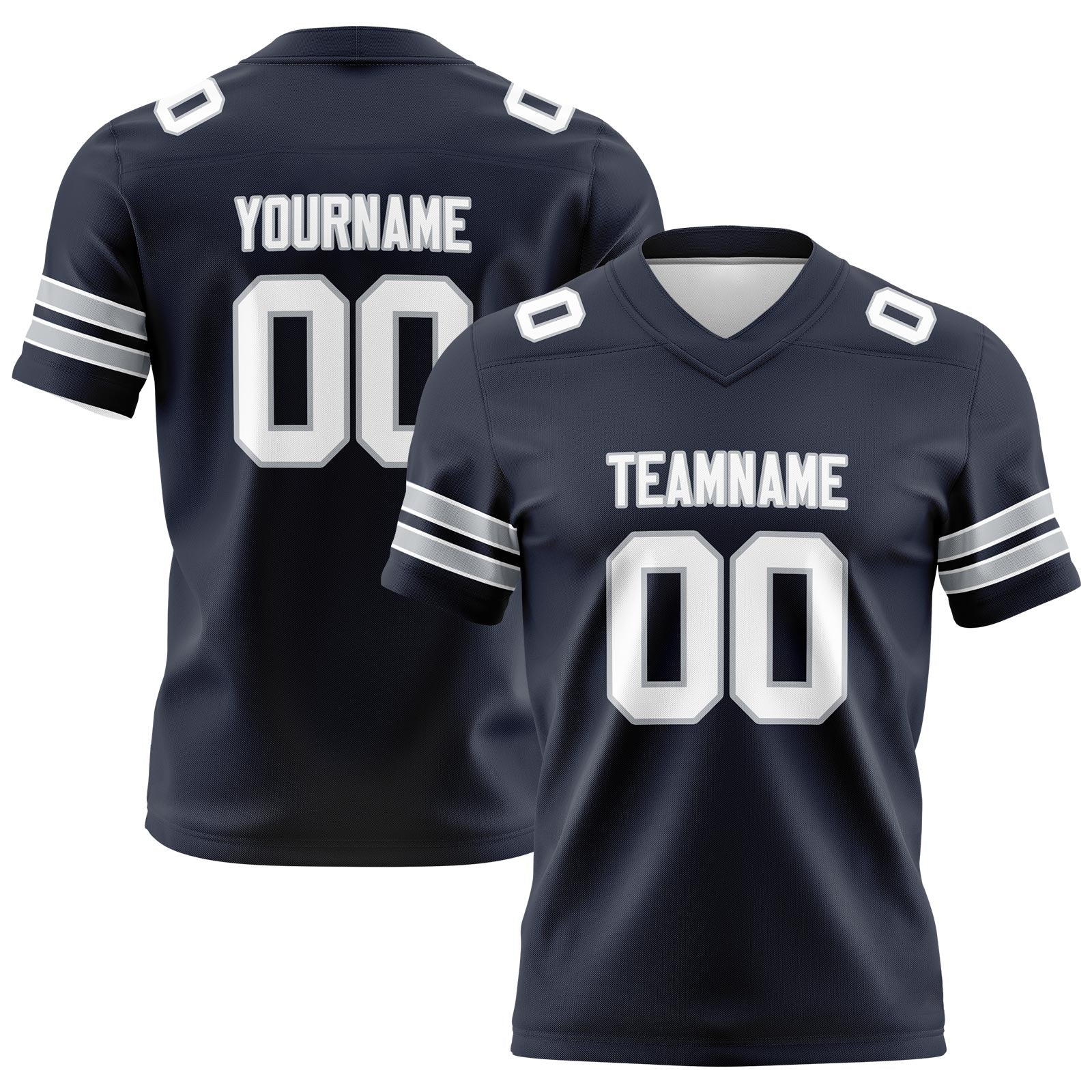 Custom Navy Gray Football Jerseys Personalized with Your Name Number Logo