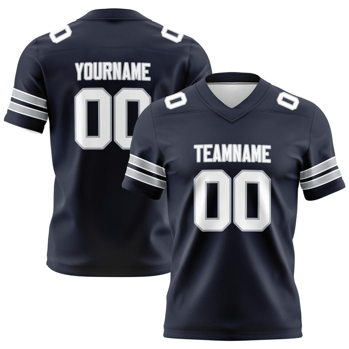 Custom Navy Gray Football Jerseys Personalized with Your Name Number Logo