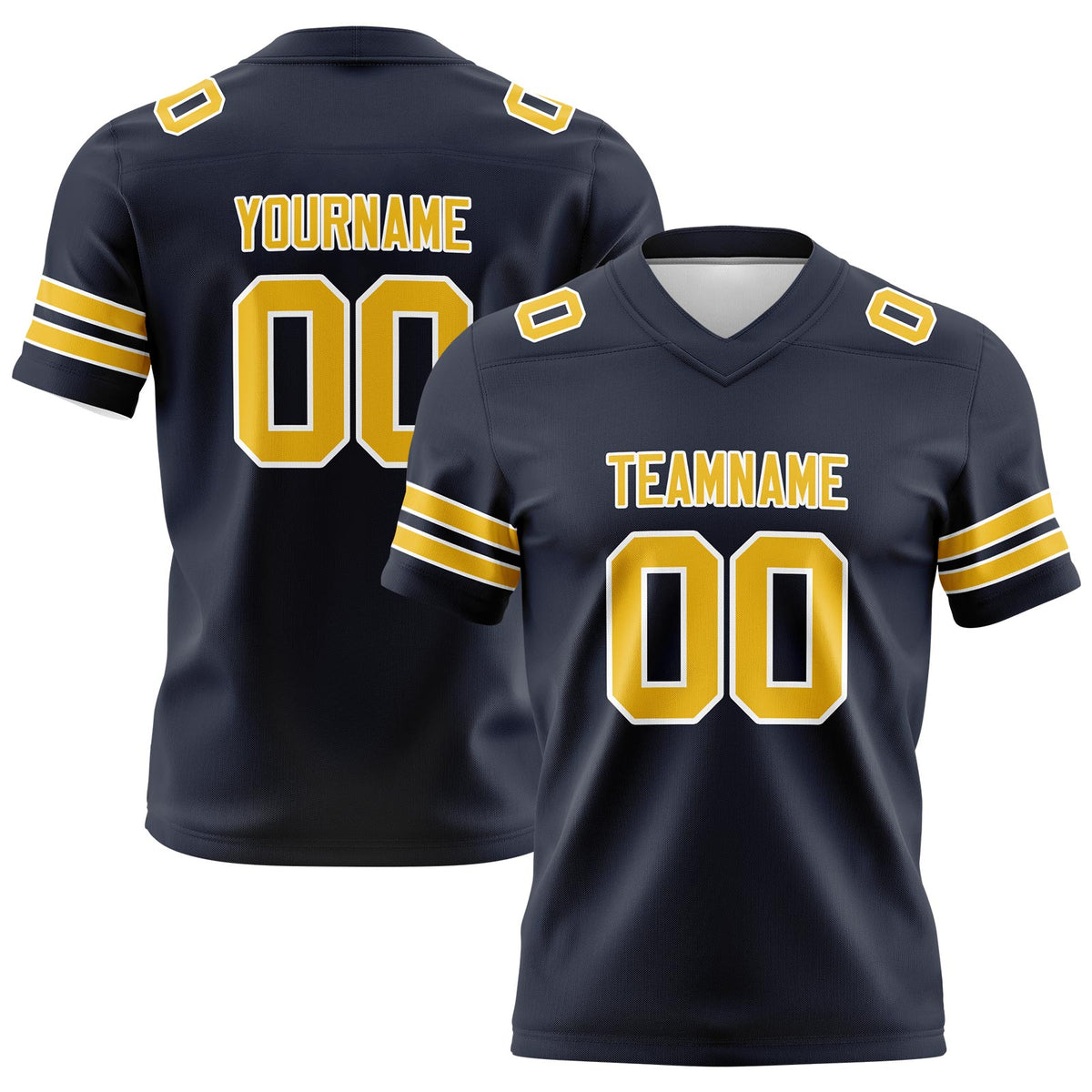 Custom Navy Yellow Football Jerseys Personalized with Your Name Number Logo
