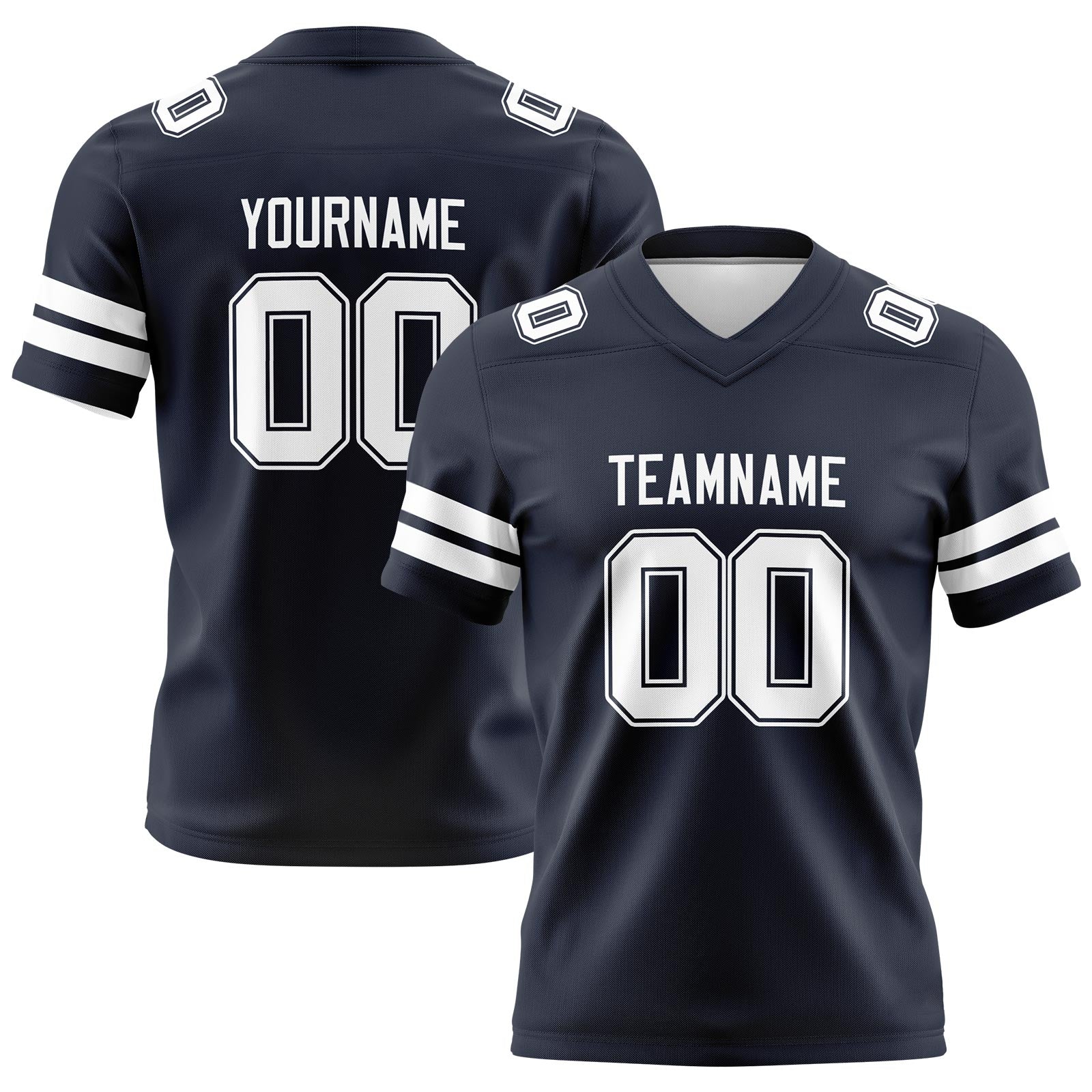 Custom Navy White Football Jerseys Personalized with Your Name Number Logo