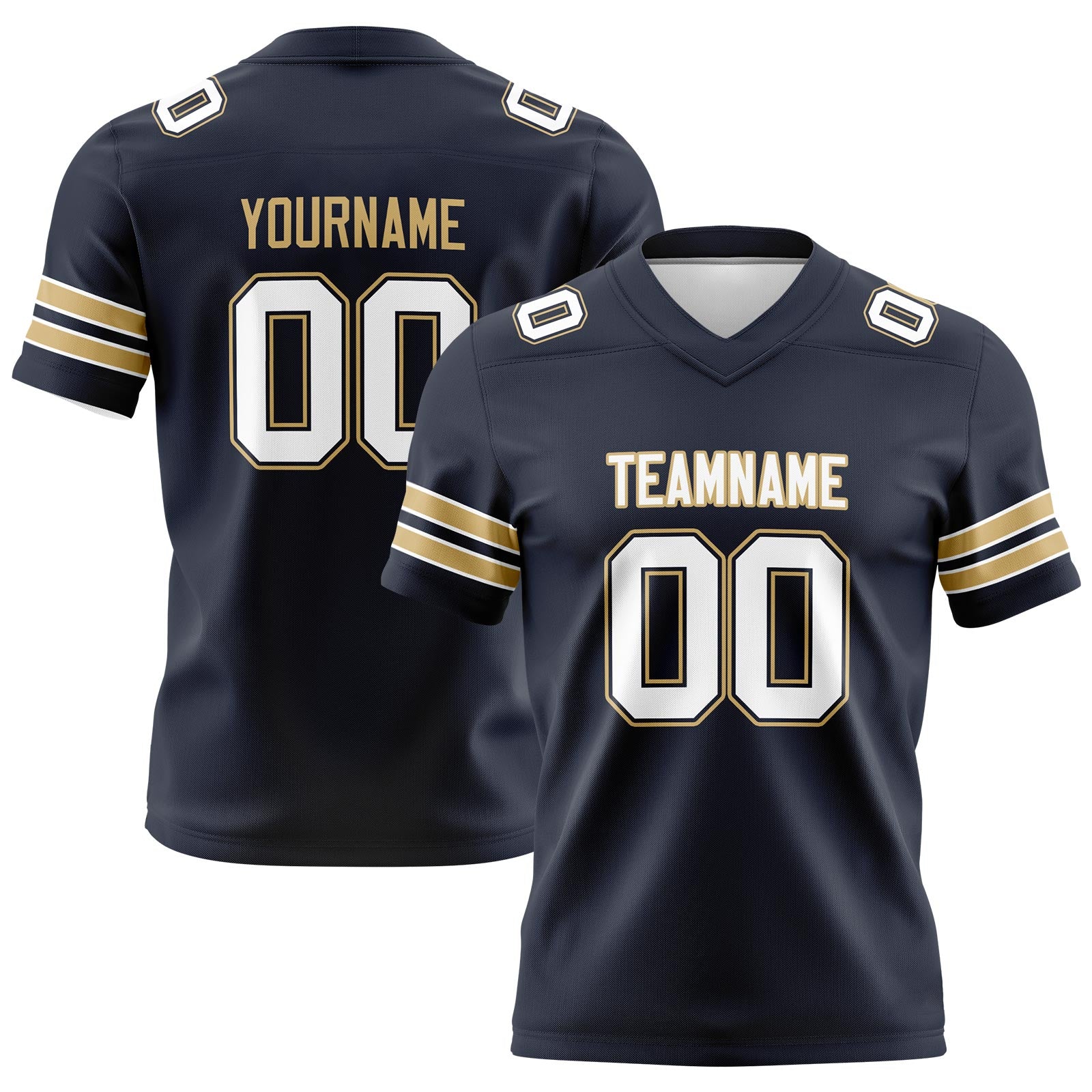 Custom Navy Gold Football Jerseys Personalized with Your Name Number Logo