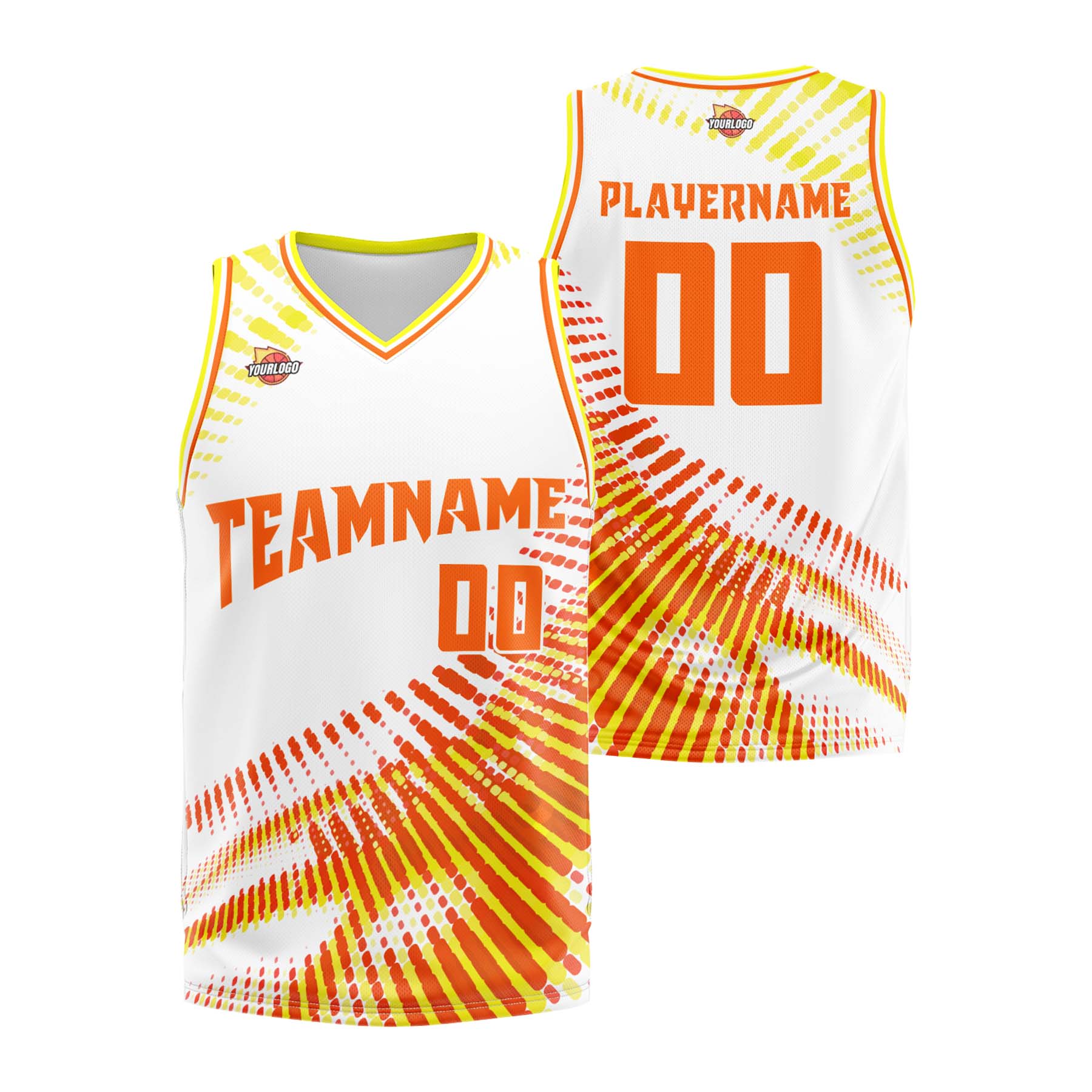 Custom White Orange Sports Uniform Basketball Jersey