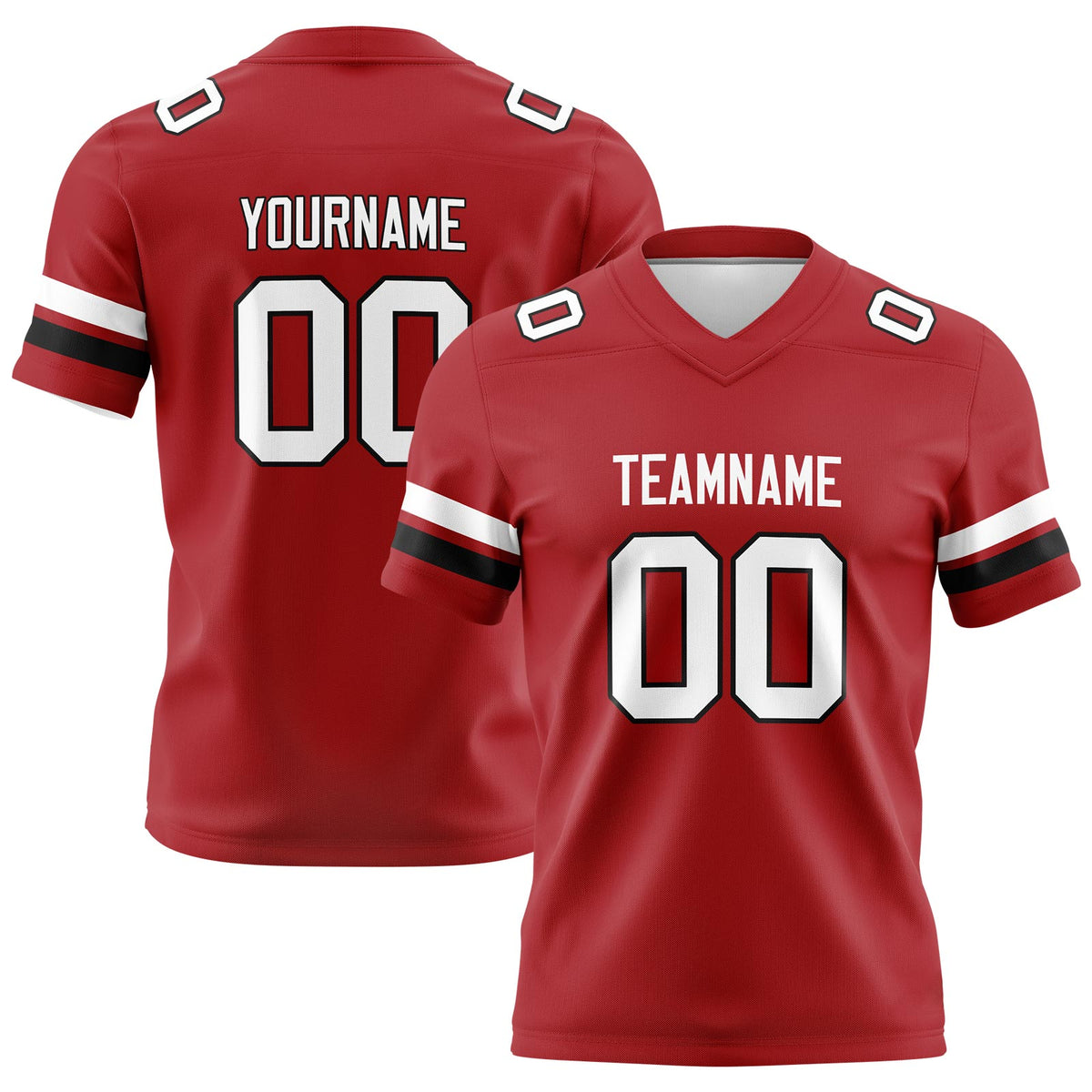 Custom Red Black Football Jerseys Personalized with Your Name Number Logo