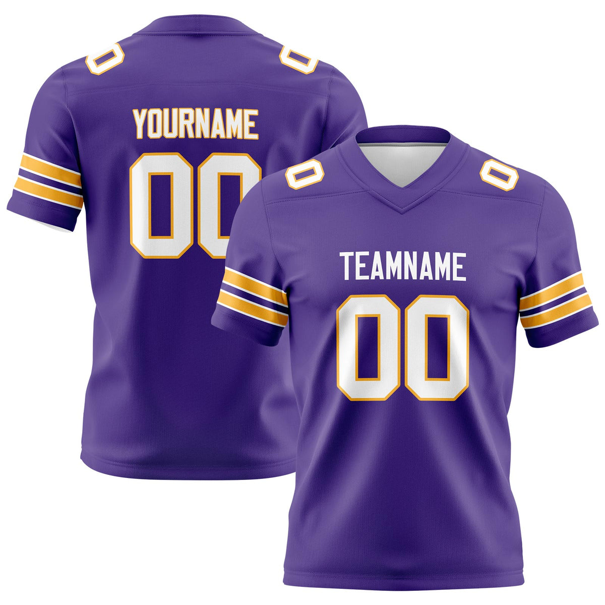 Custom Purple Yellow Football Jerseys Personalized with Your Name Number Logo