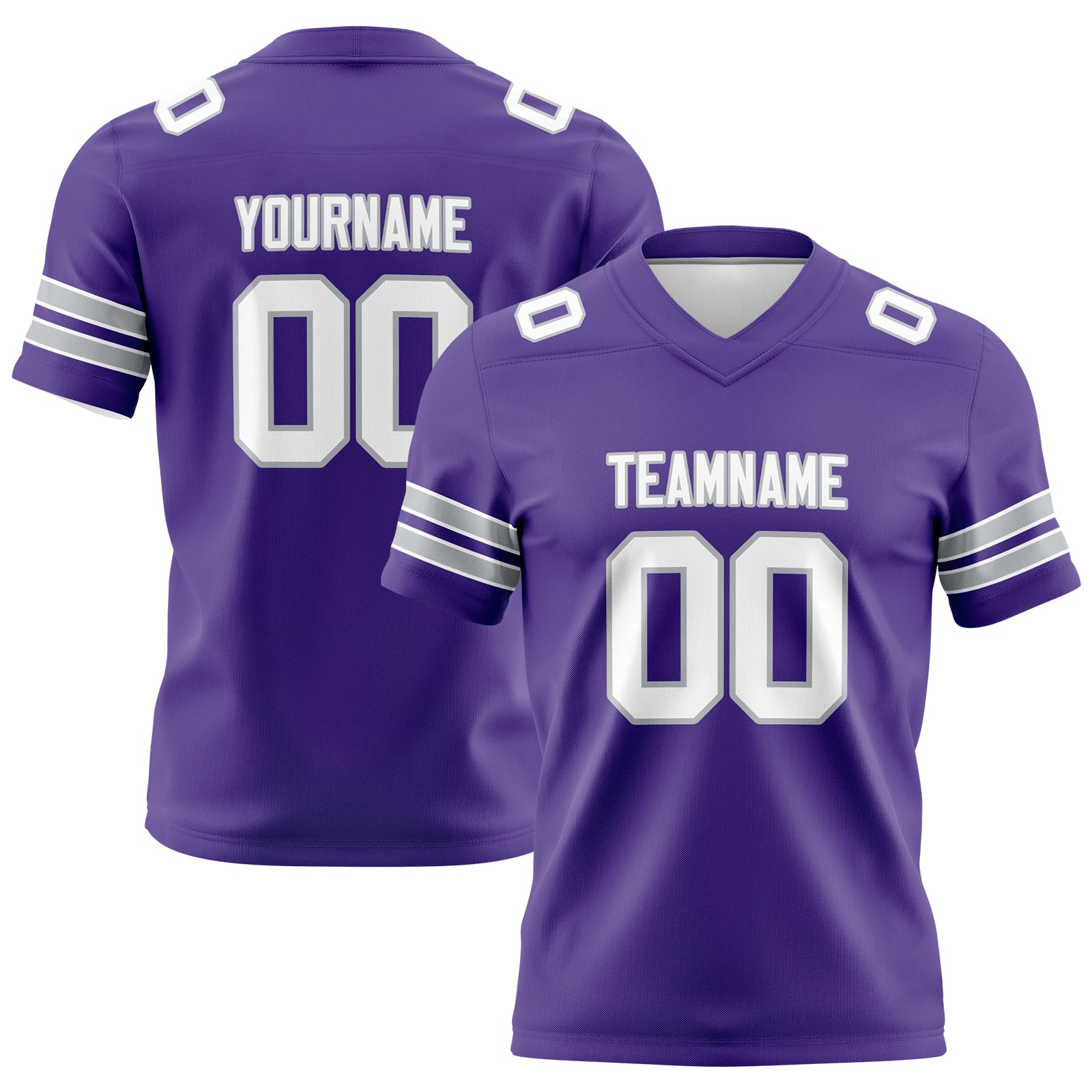 Custom Purple Gray Football Jerseys Personalized with Your Name Number Logo