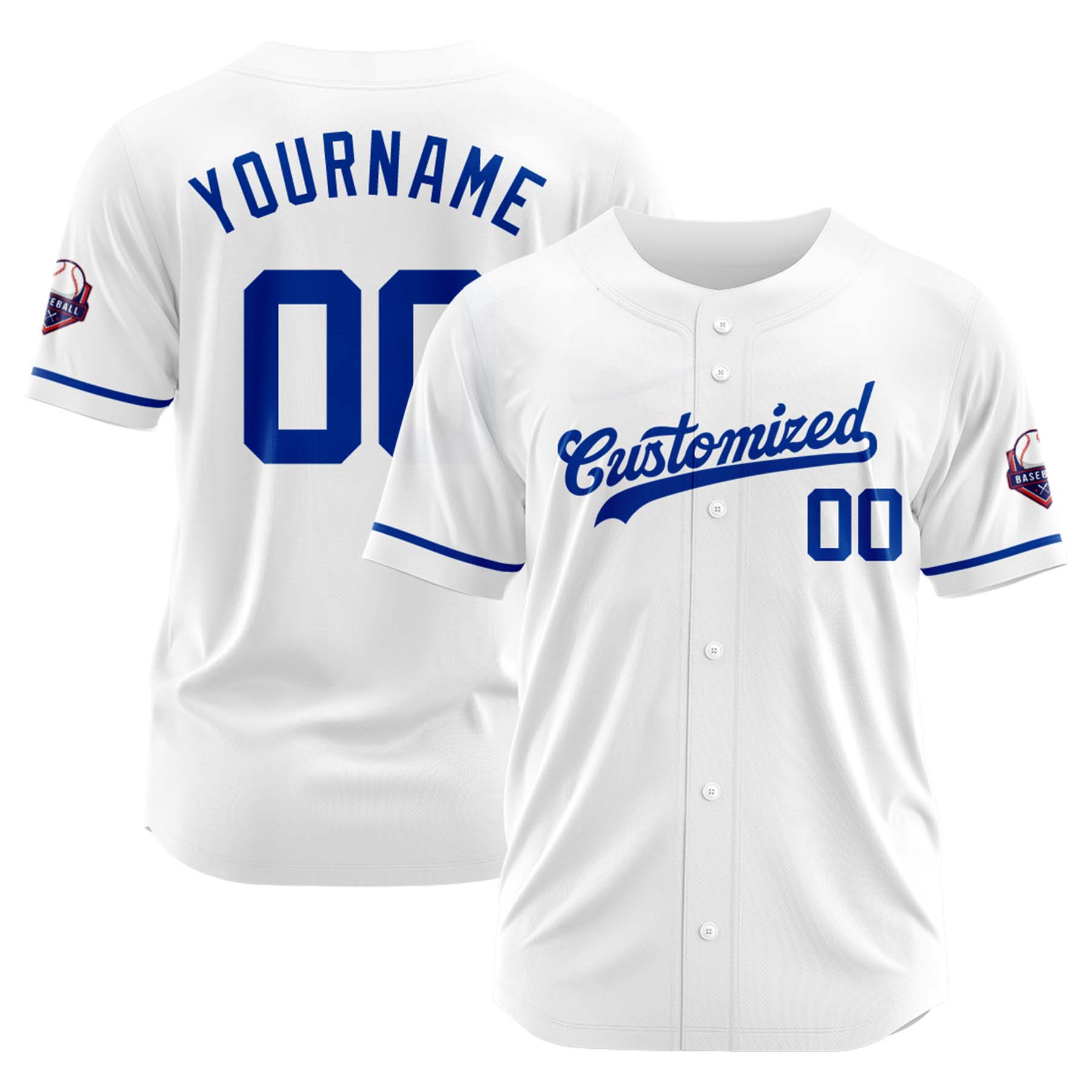 Custom Personalized White Blue  Fashion Design Full Button Authentic Baseball Jersey