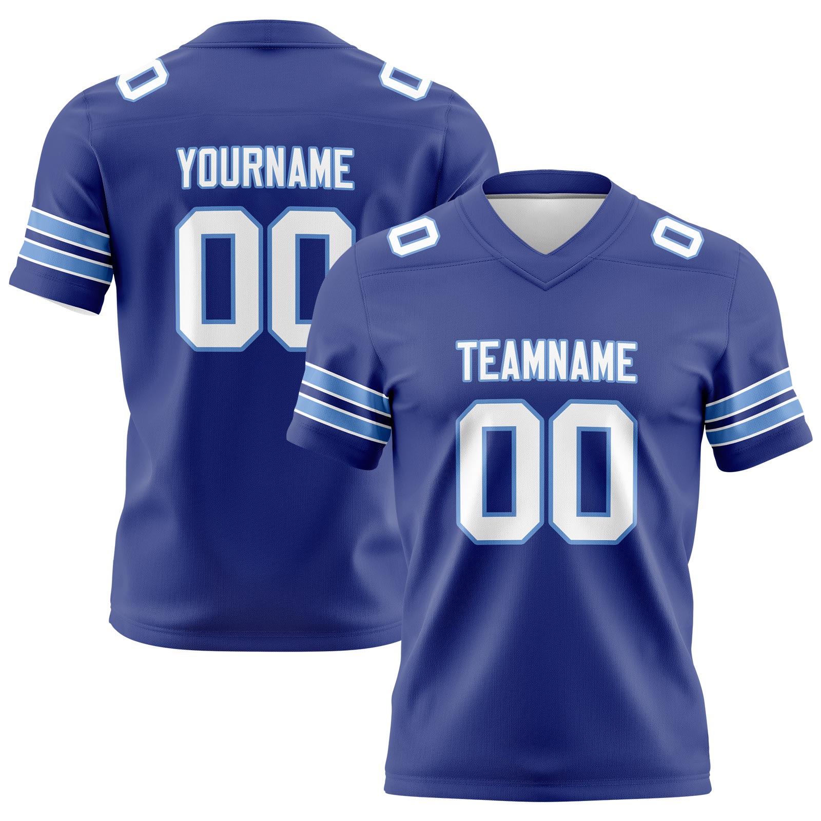 Custom Royal Light Blue Football Jerseys Personalized with Your Name Number Logo