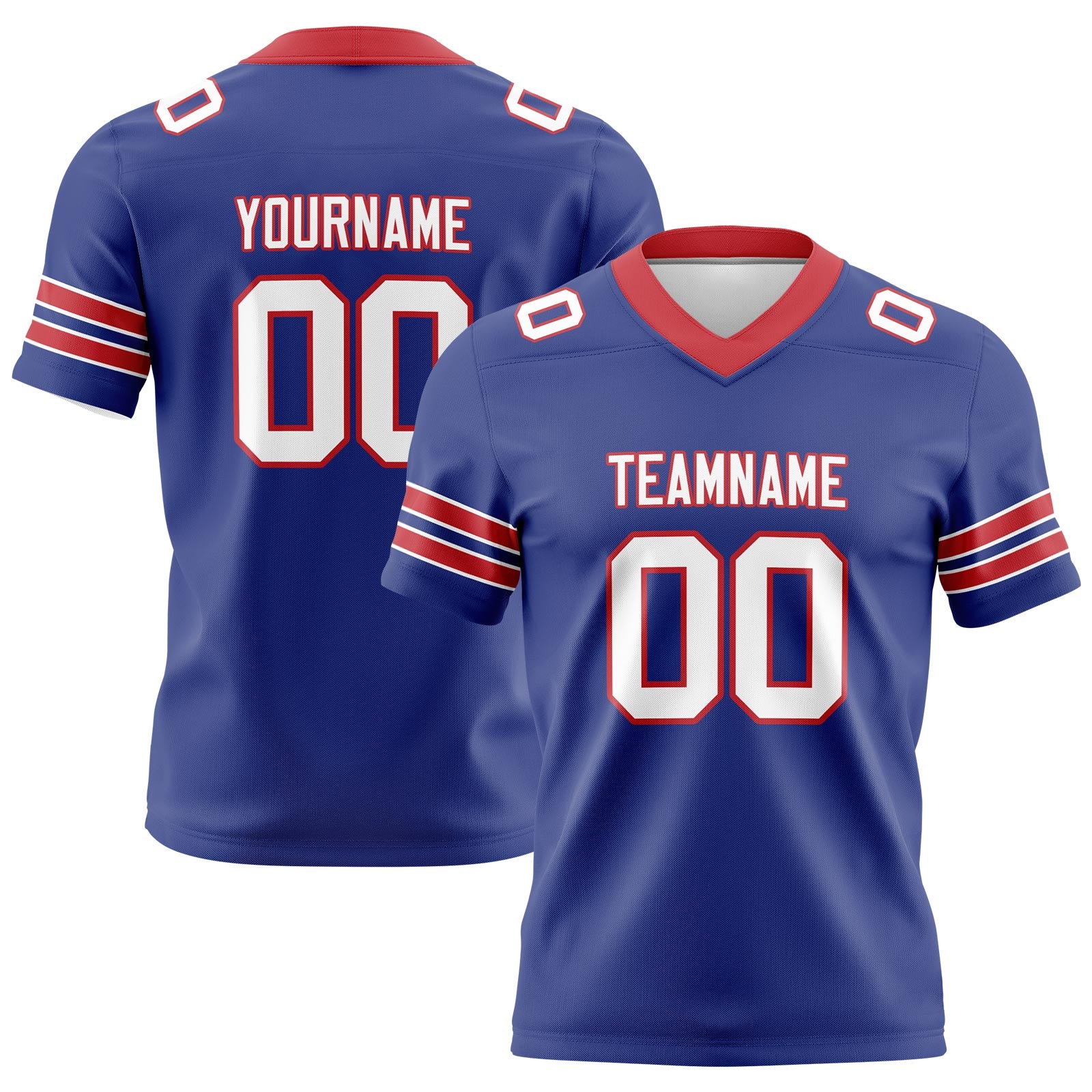 Custom Royal Red Football Jerseys Personalized with Your Name Number Logo