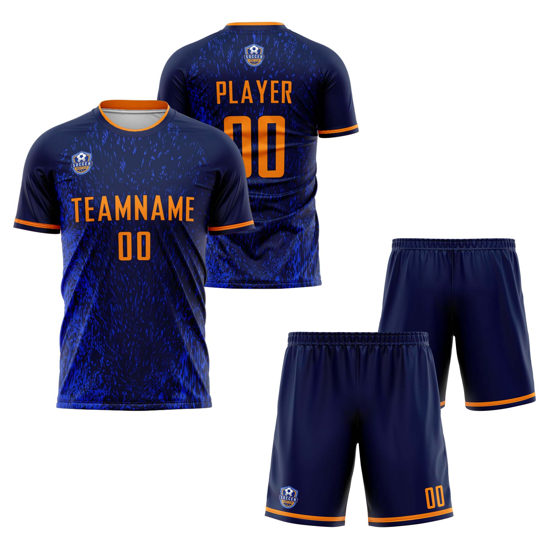 Custom Navy Orange Classic Soccer Training Sets Jersey For Adults/Kids