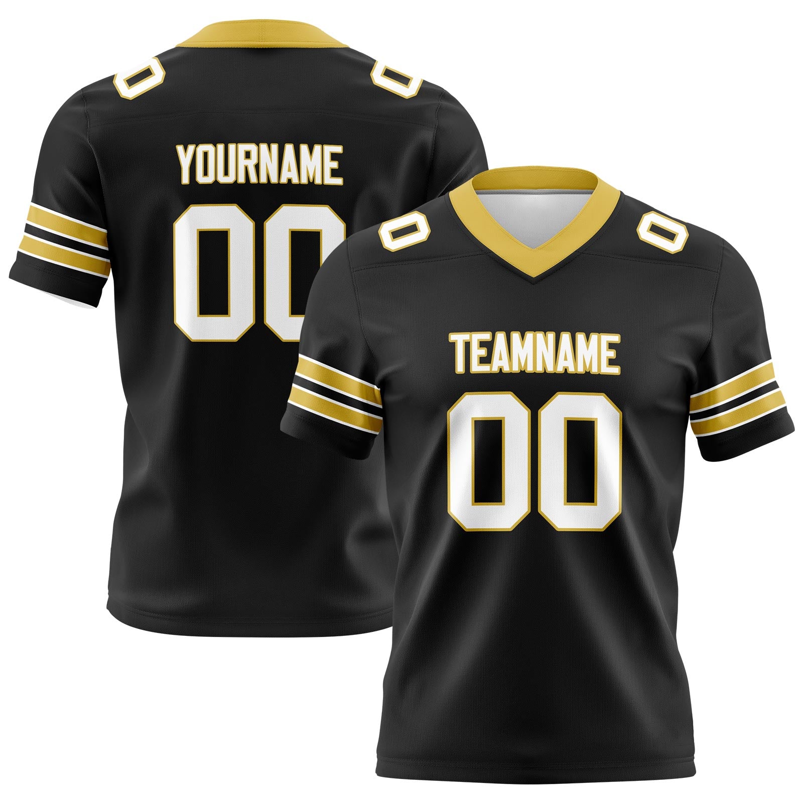 Custom Black Yellow Football Jerseys Personalized with Your Name Number Logo