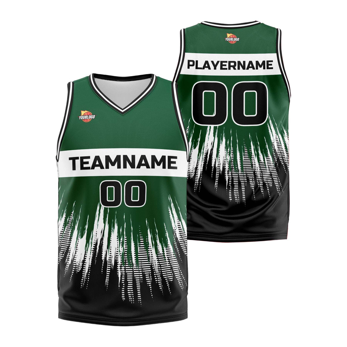 Custom Green Black Fashion Sports Uniform Basketball Jersey