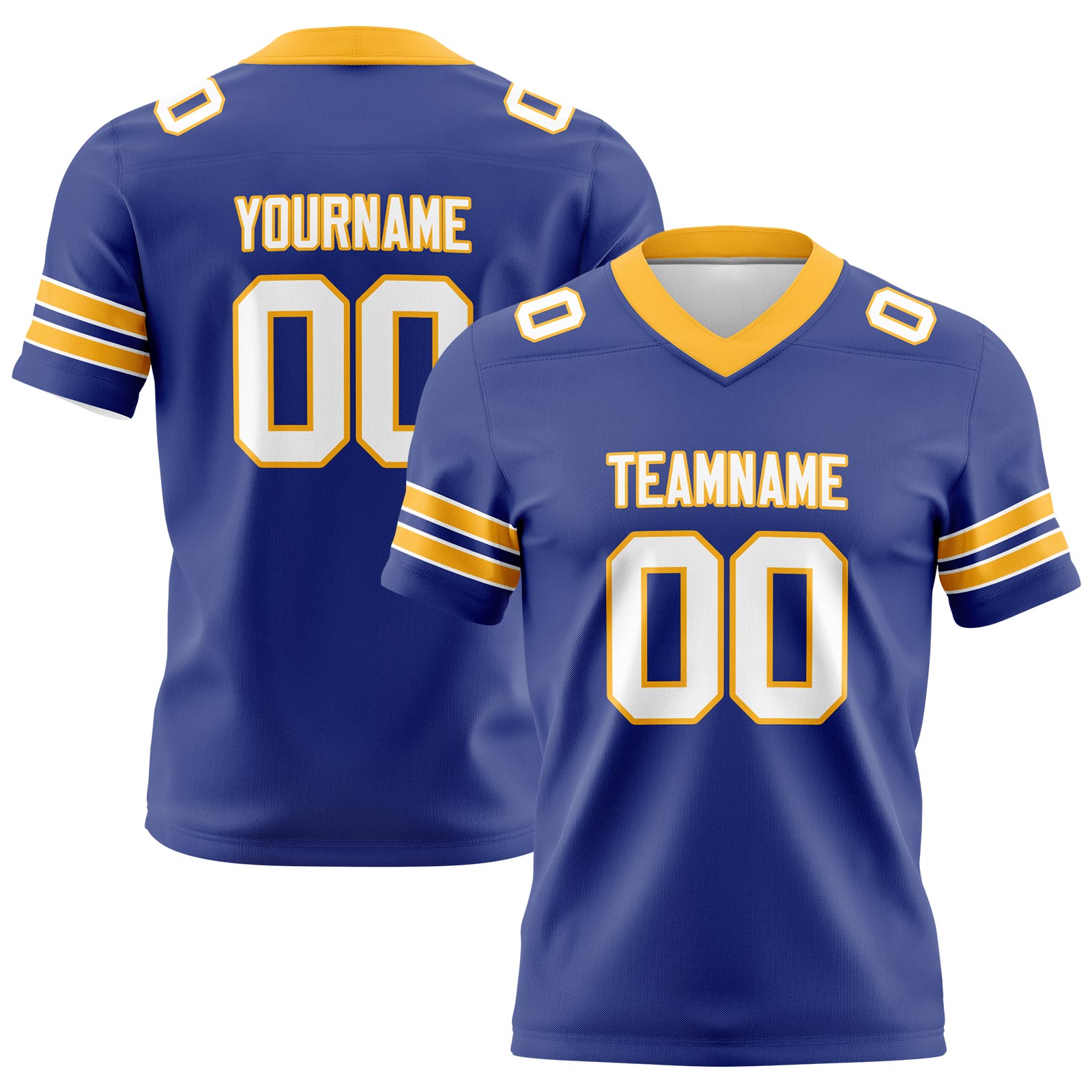 Custom Royal Yellow Football Jerseys Personalized with Your Name Number Logo