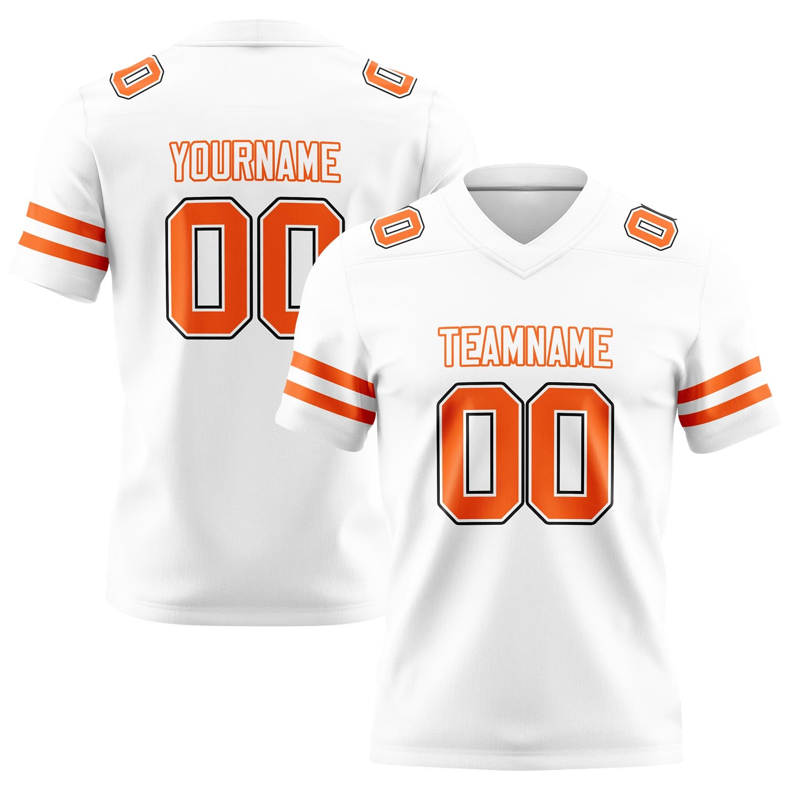 Custom White Orange Football Jerseys Personalized with Your Name Number Logo