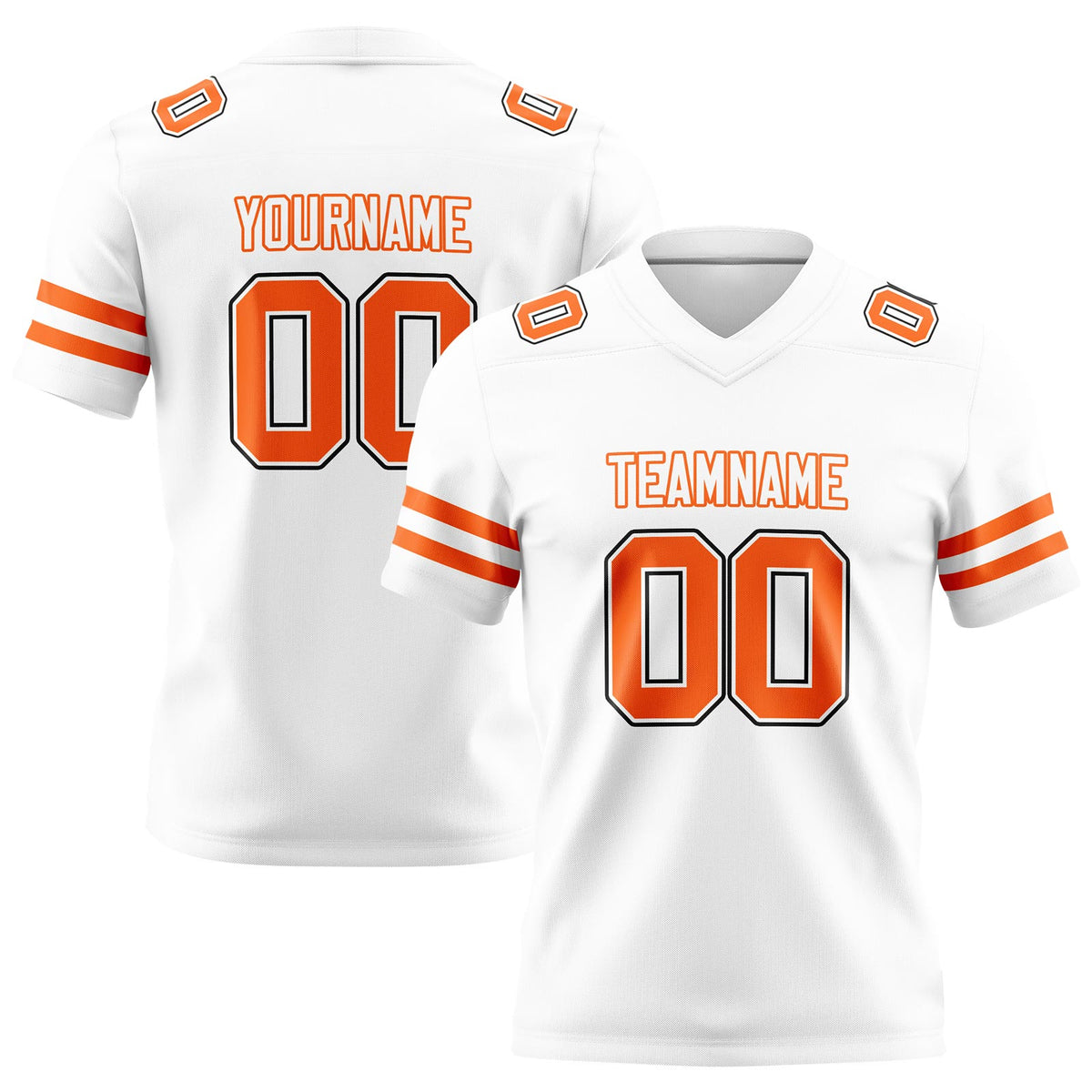 Custom White Orange Football Jerseys Personalized with Your Name Number Logo