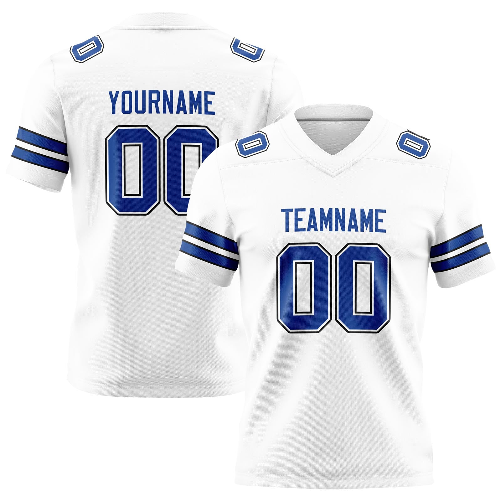 Custom White Royal Football Jerseys Personalized with Your Name Number Logo